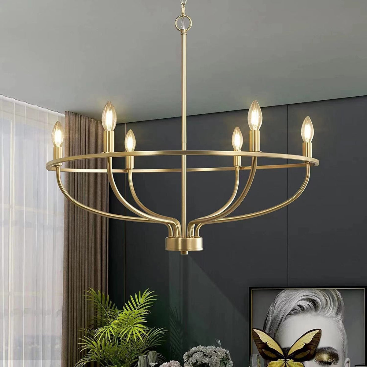 Aurinella Brass Gold Candelabra Chandelier