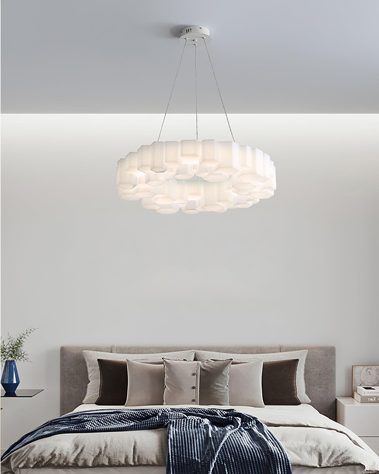 Lioreiel Chandelier Honeycomb Glossy White Polycarbonate
