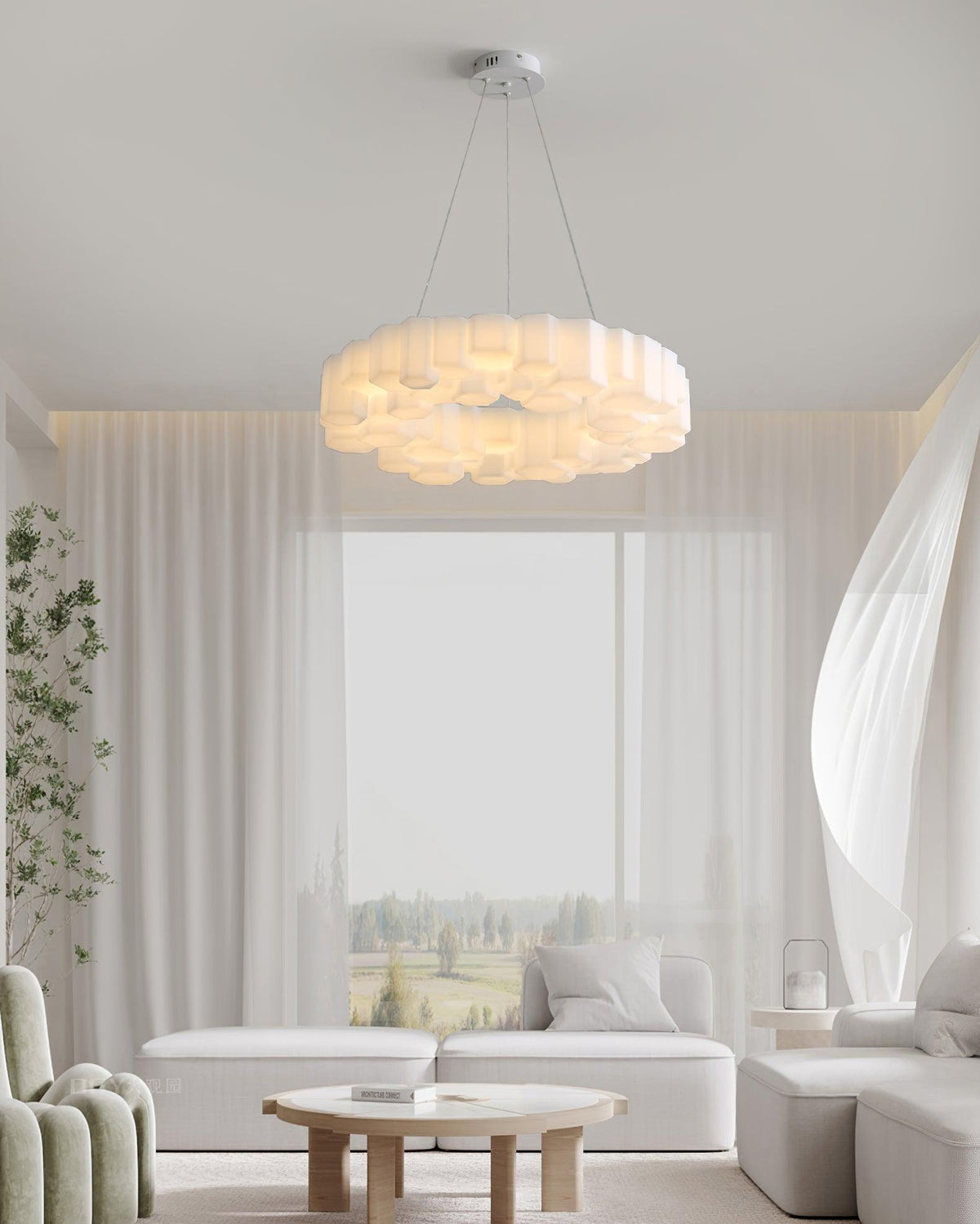 Lioreiel Chandelier Honeycomb Glossy White Polycarbonate