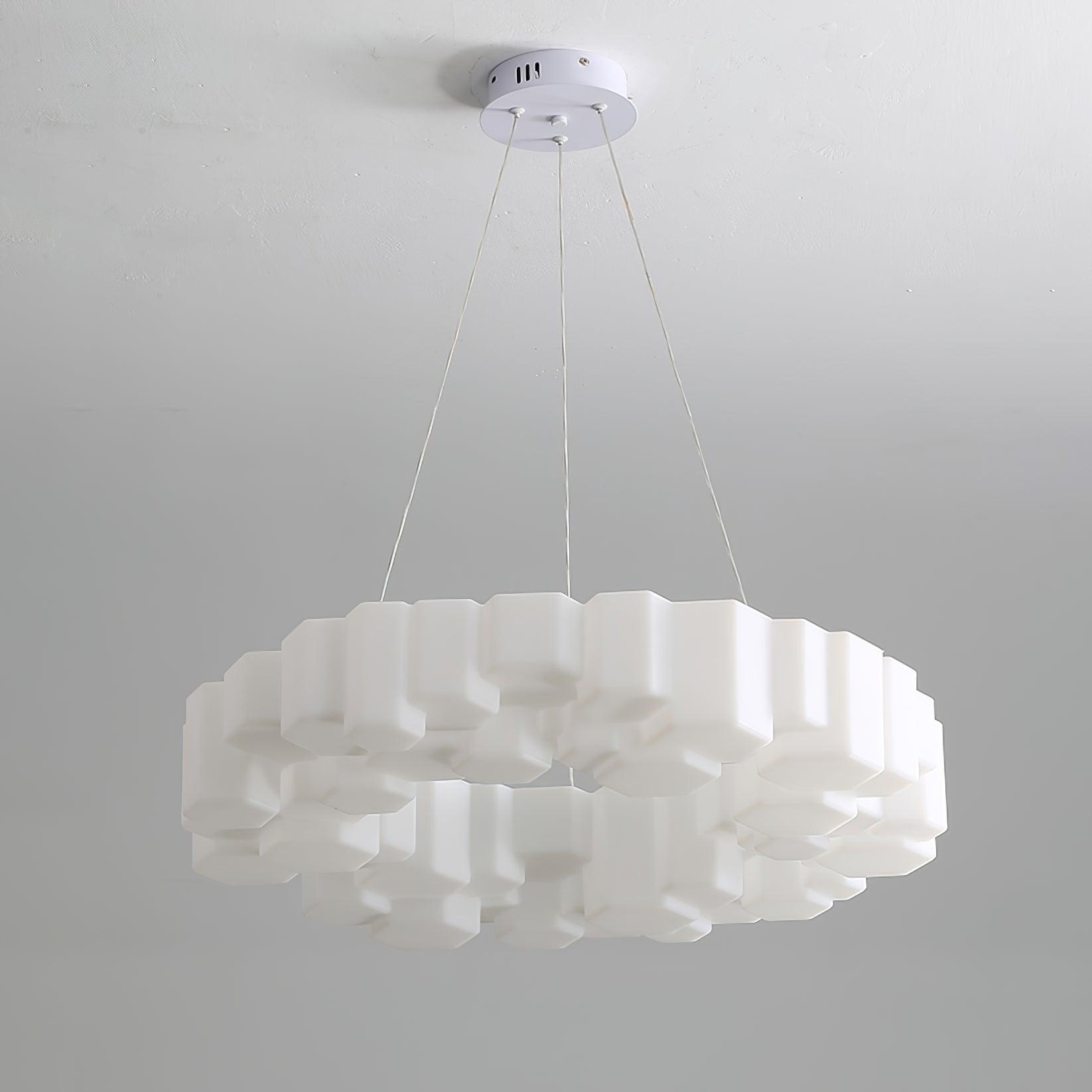 Lioreiel Chandelier Honeycomb Glossy White Polycarbonate