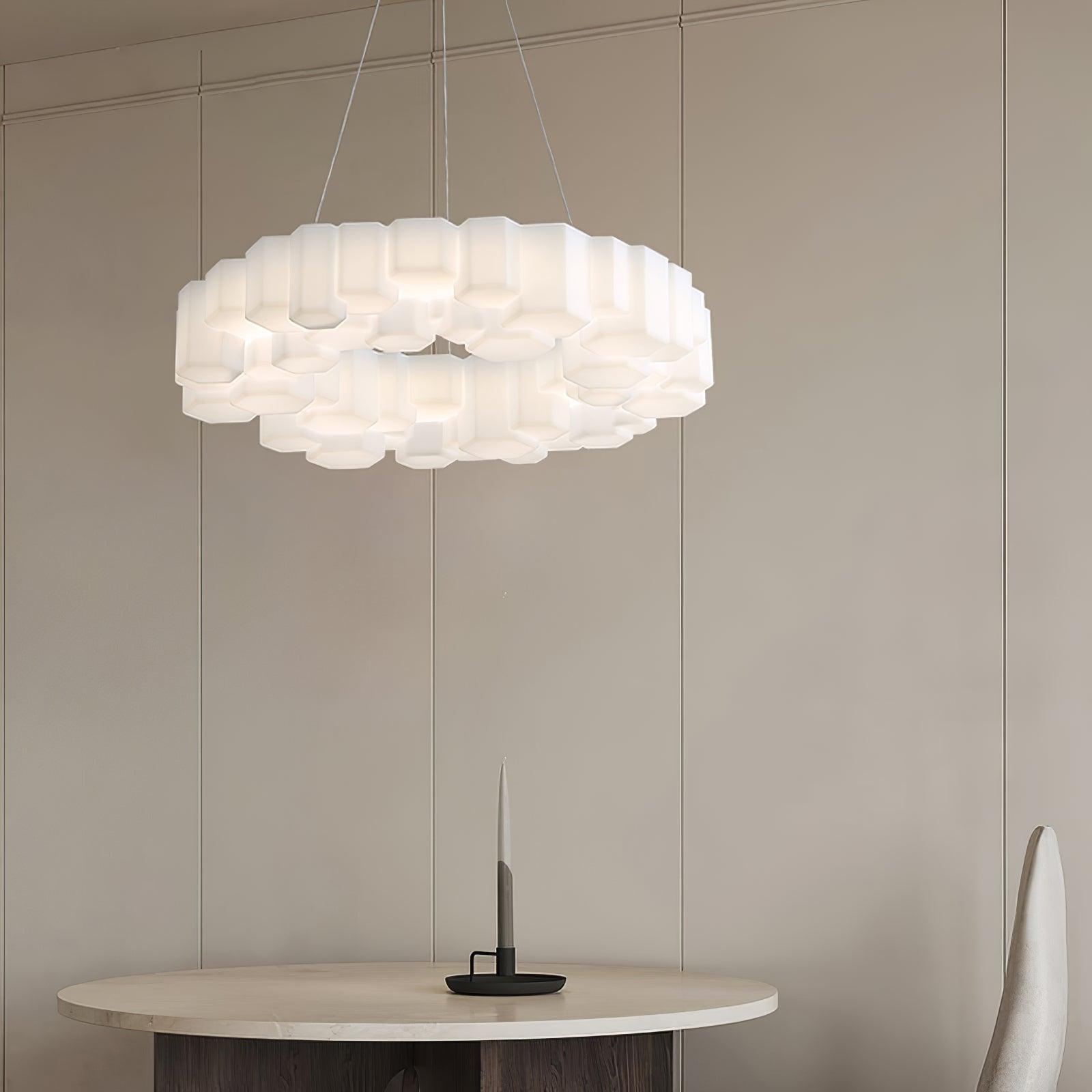 Lioreiel Chandelier Honeycomb Glossy White Polycarbonate