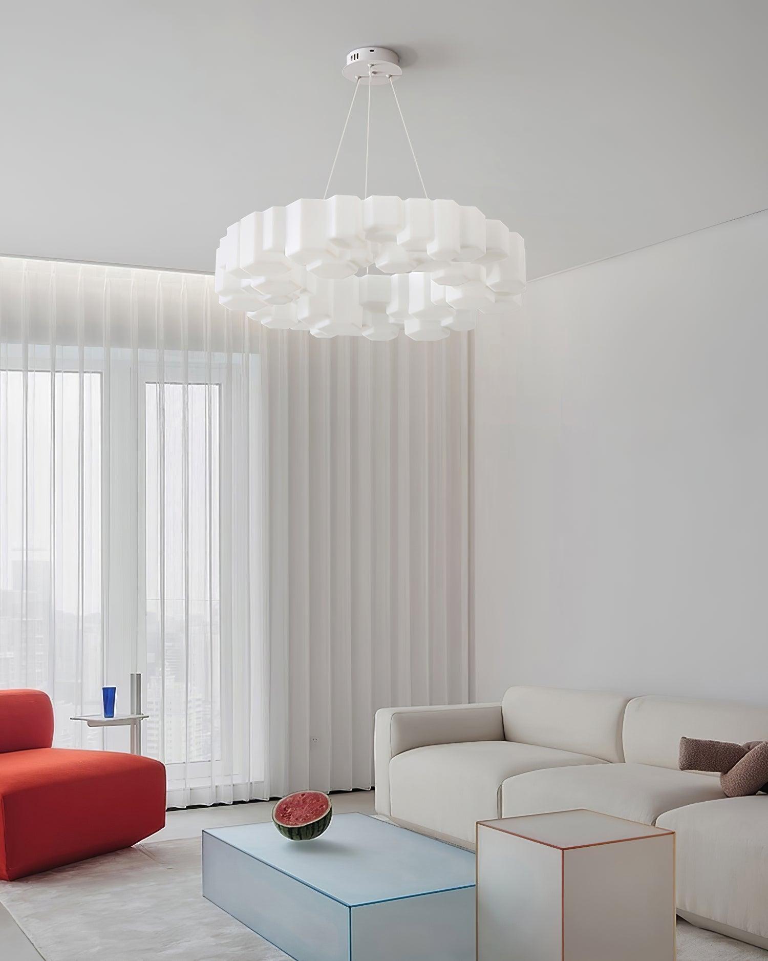 Lioreiel Chandelier Honeycomb Glossy White Polycarbonate
