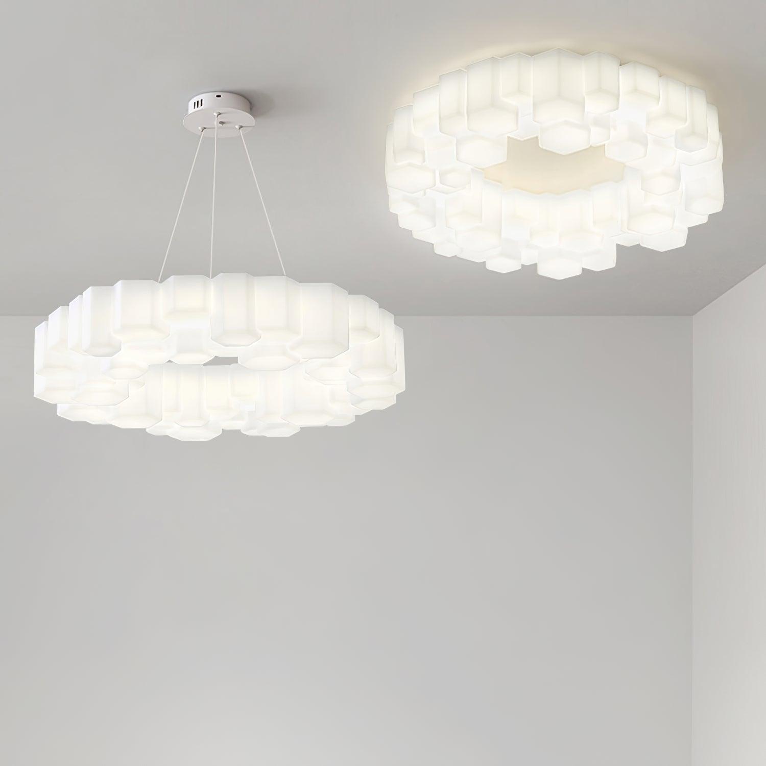 Lioreiel Chandelier Honeycomb Glossy White Polycarbonate
