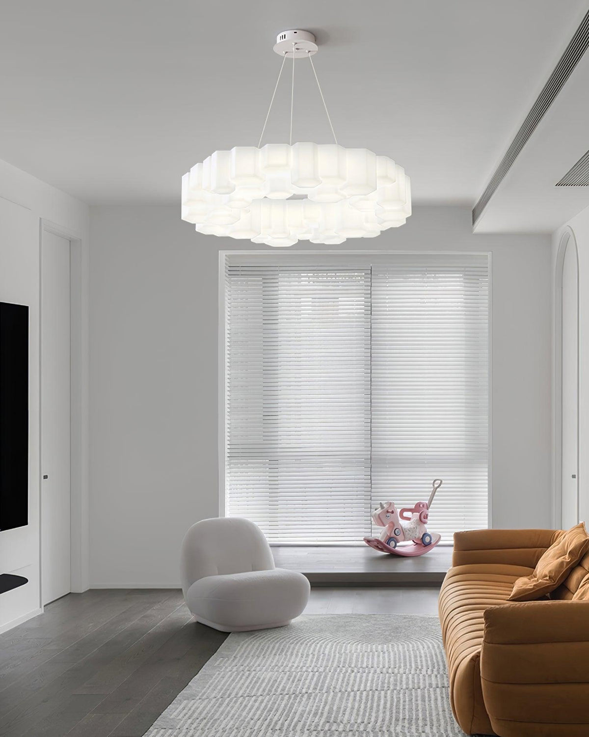 Lioreiel Chandelier Honeycomb Glossy White Polycarbonate