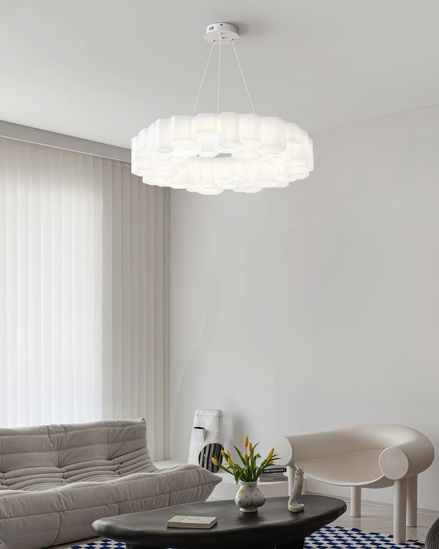 Lioreiel Chandelier Honeycomb Glossy White Polycarbonate