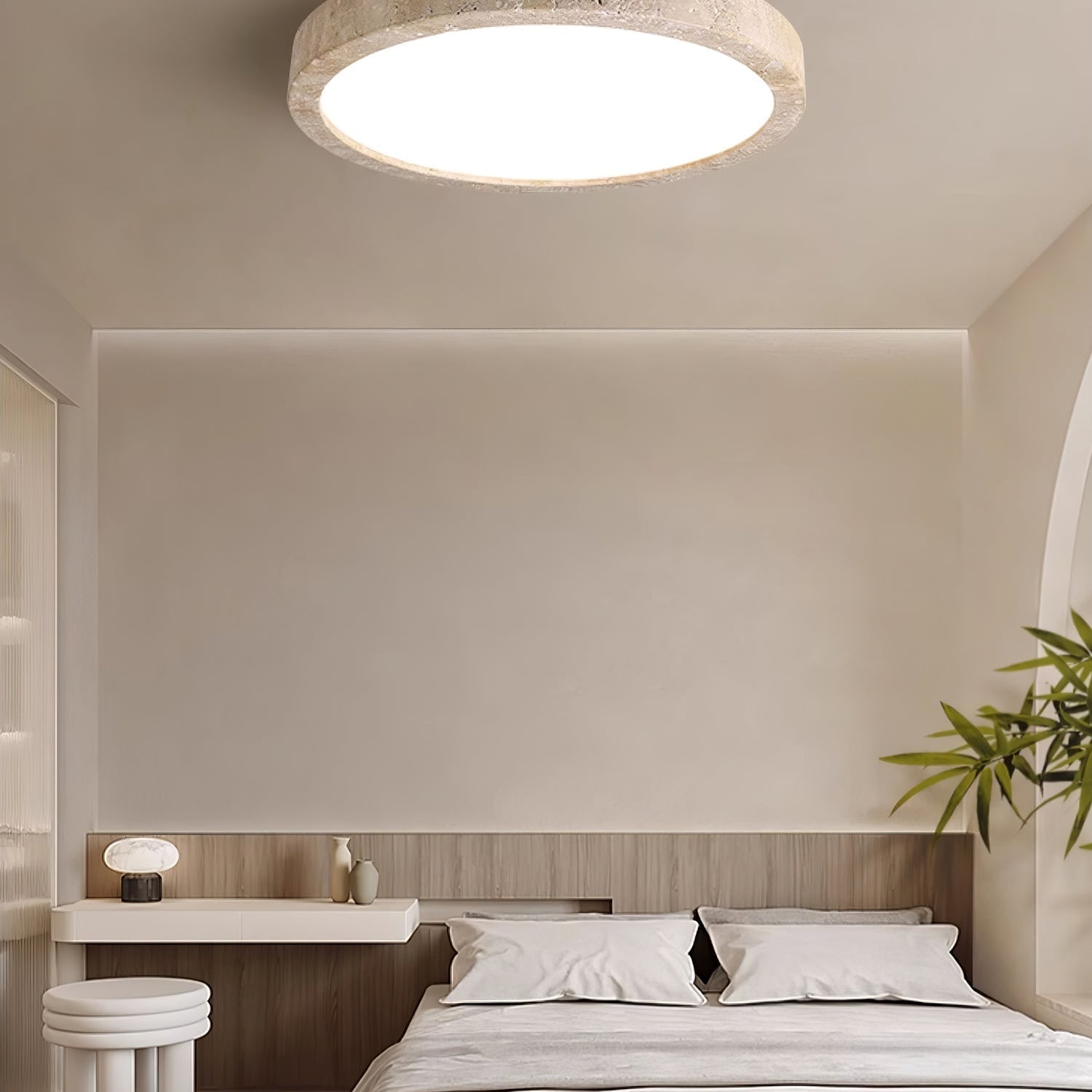 Artalor Minimalist Travertine Ceiling Light - Neutral Decor