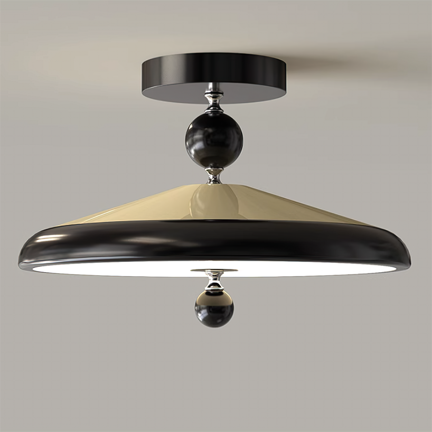 Belano Wooden Frame Round Ceiling Lamp - Neutral Decor