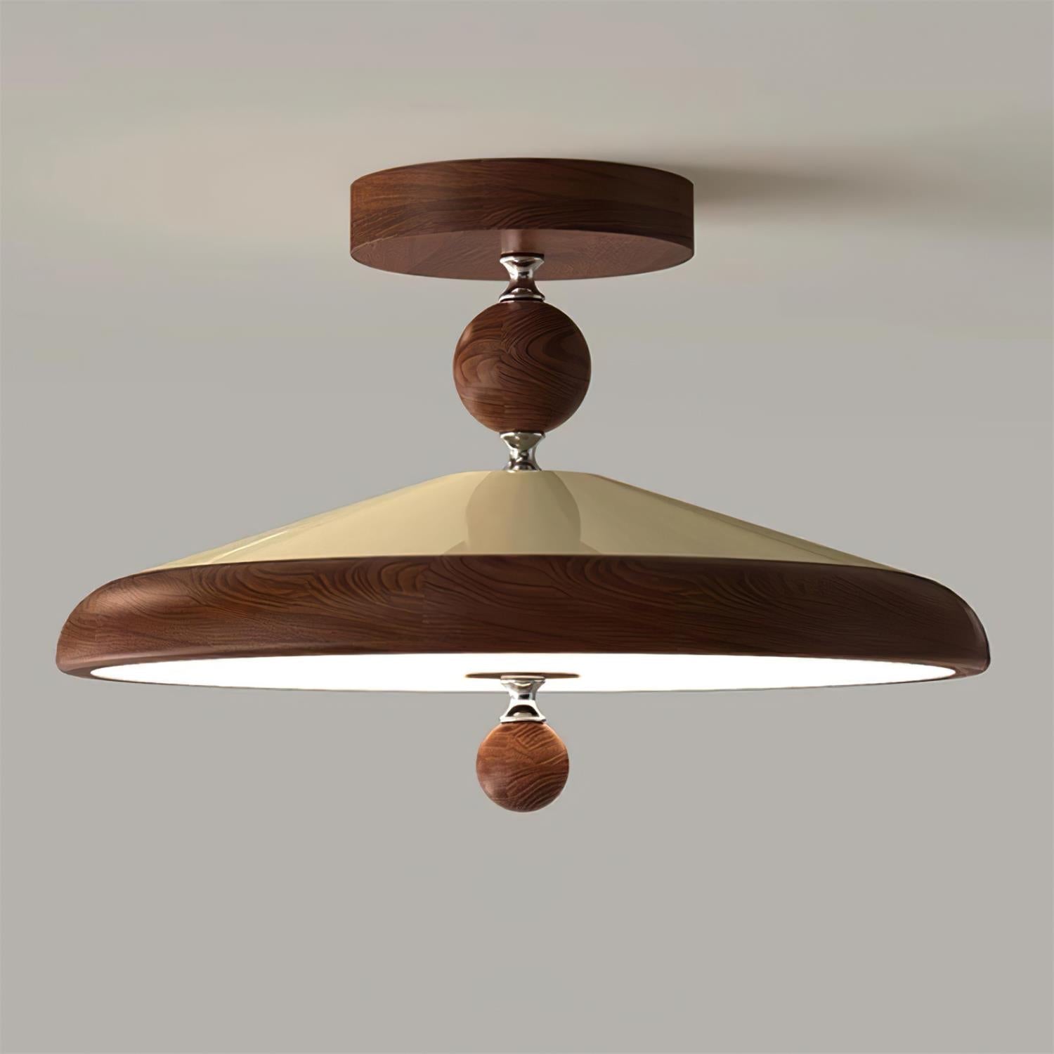 Belano Wooden Frame Round Ceiling Lamp - Neutral Decor