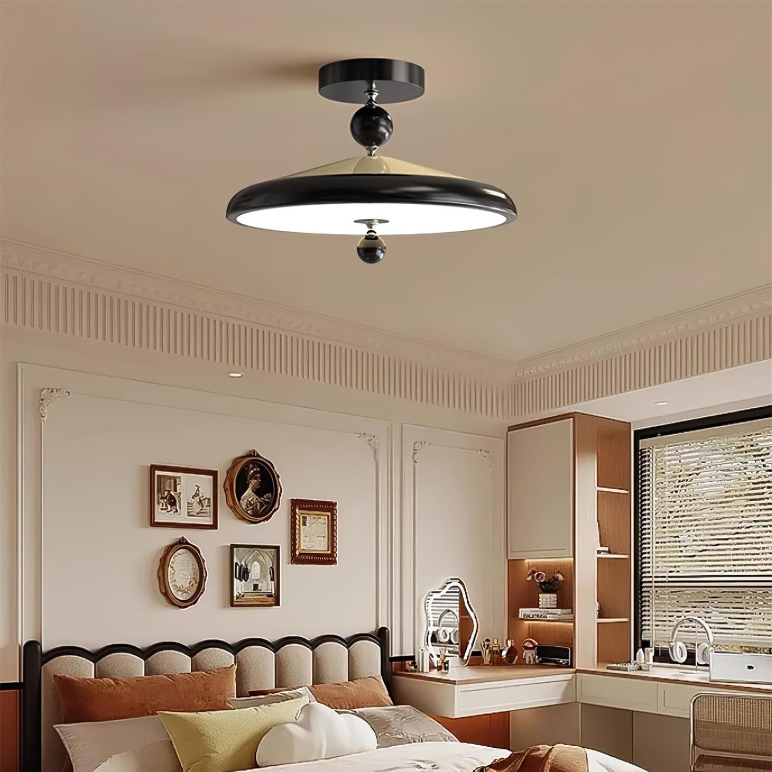 Belano Wooden Frame Round Ceiling Lamp - Neutral Decor