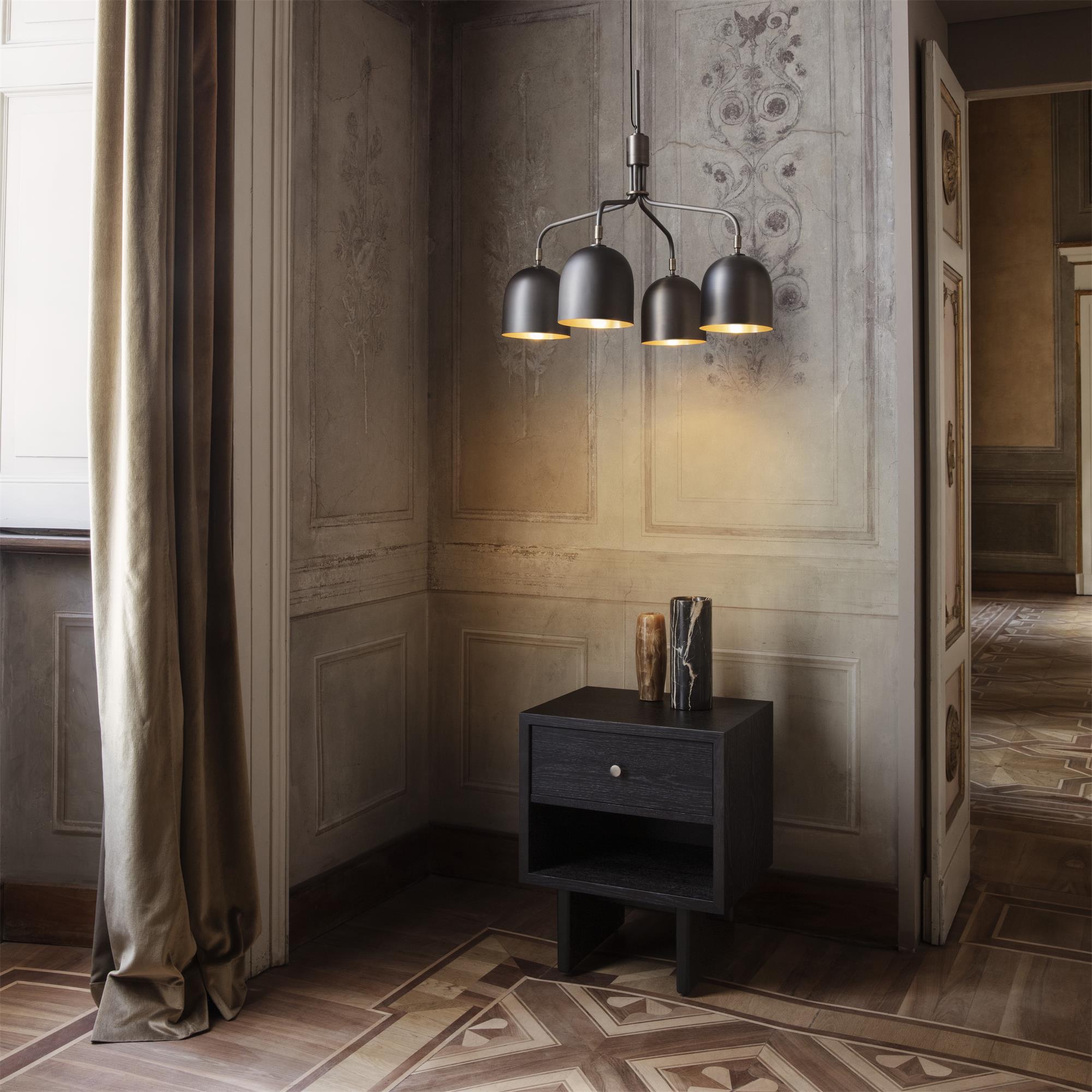 Casorira Chandelier Black Brass Industrial
