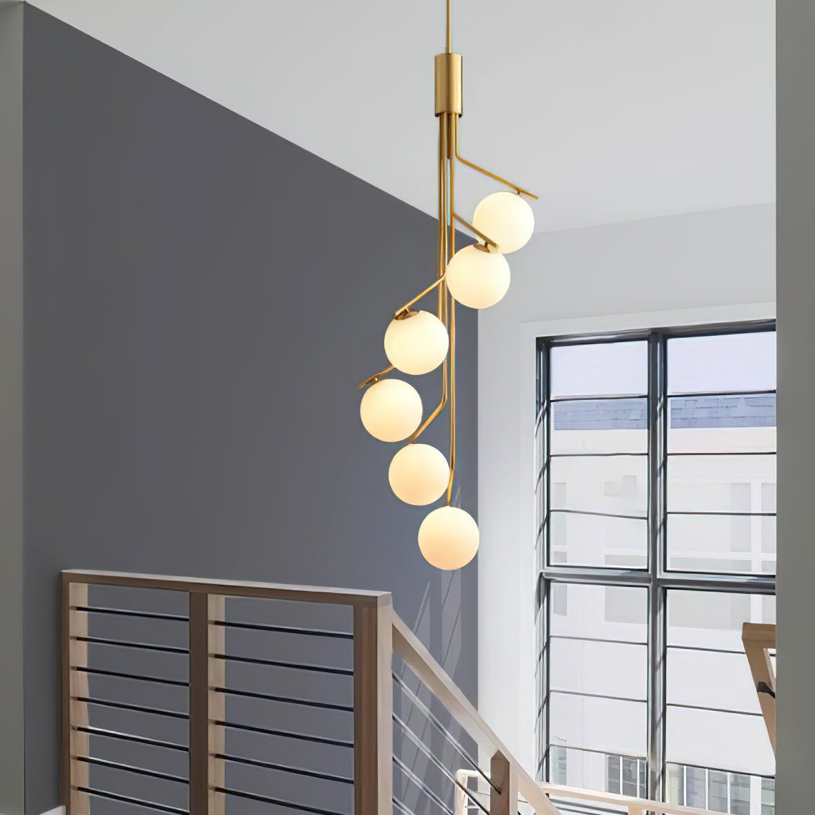 Solivine Chandelier Gold Branch Globe LED