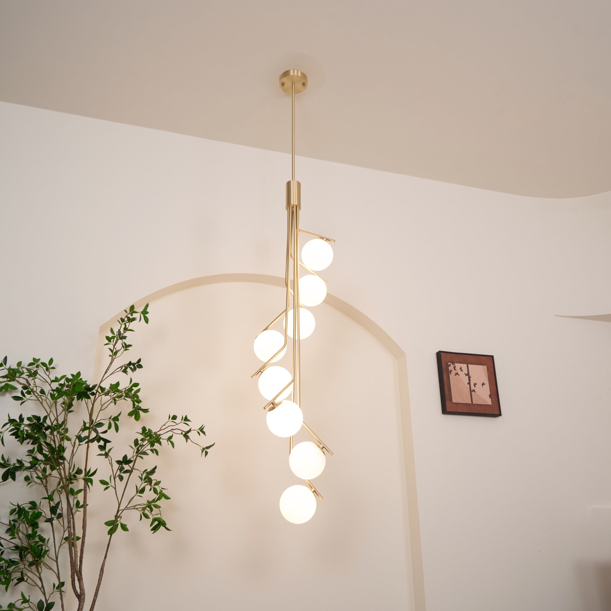 Solivine Chandelier Gold Branch Globe LED