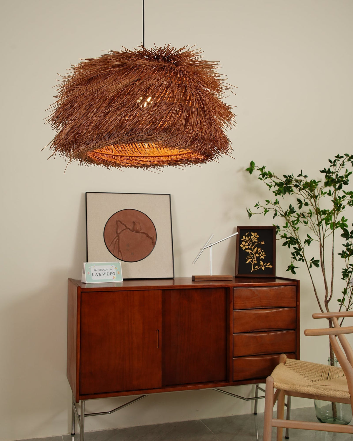 Wickora Vintage Wicker Pendant Lamp