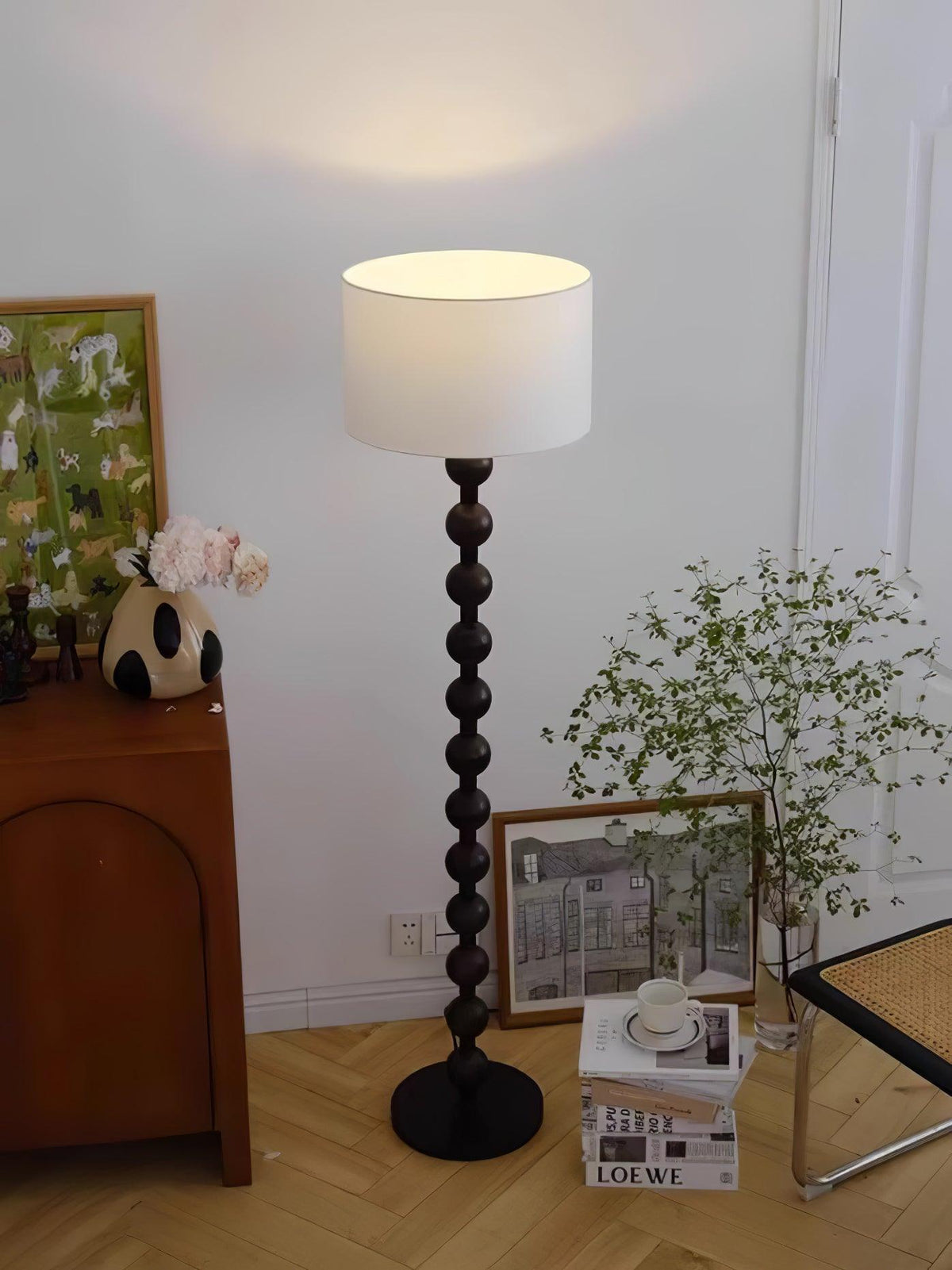 Paston Wood Fabric Floor Lamp