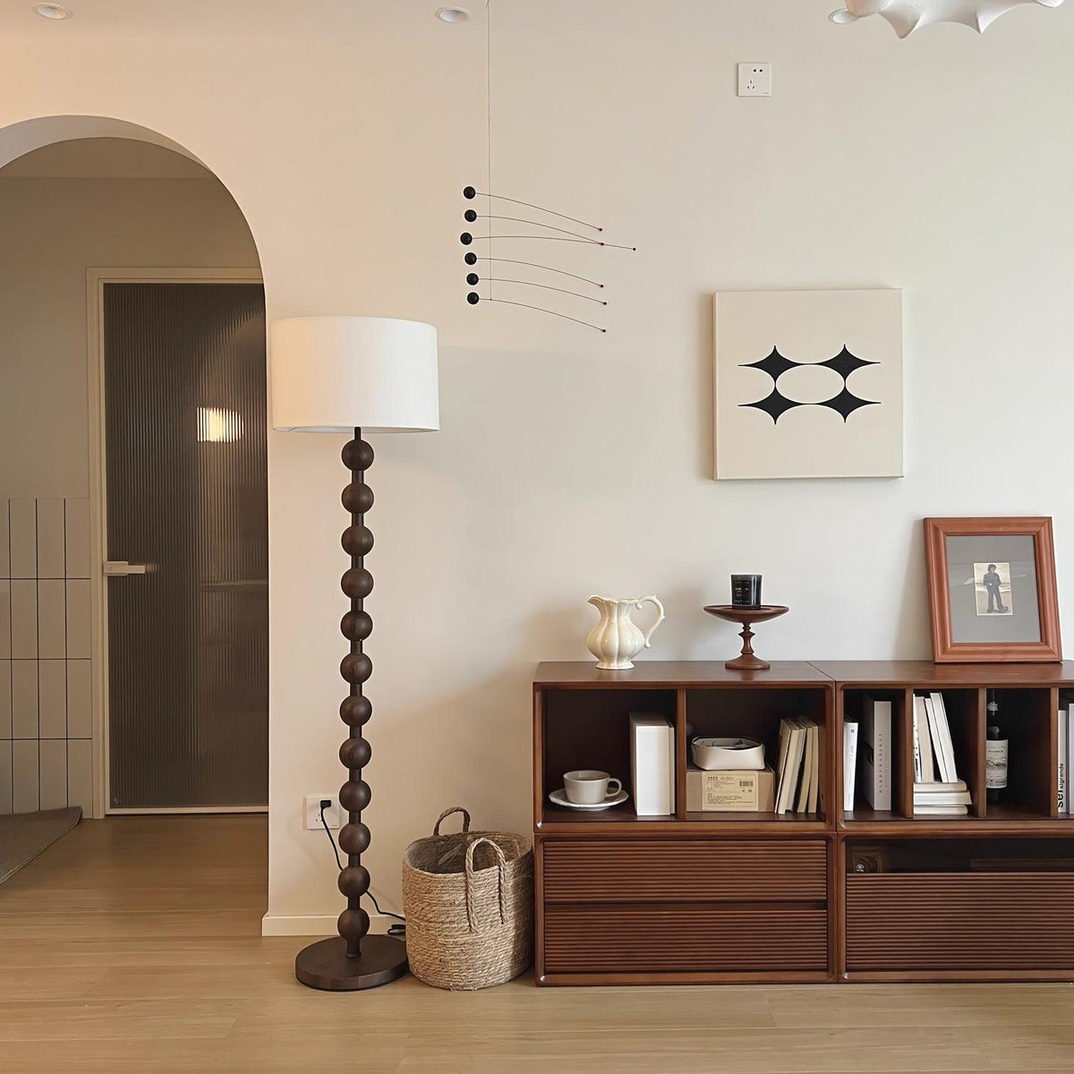 Paston Wood Fabric Floor Lamp