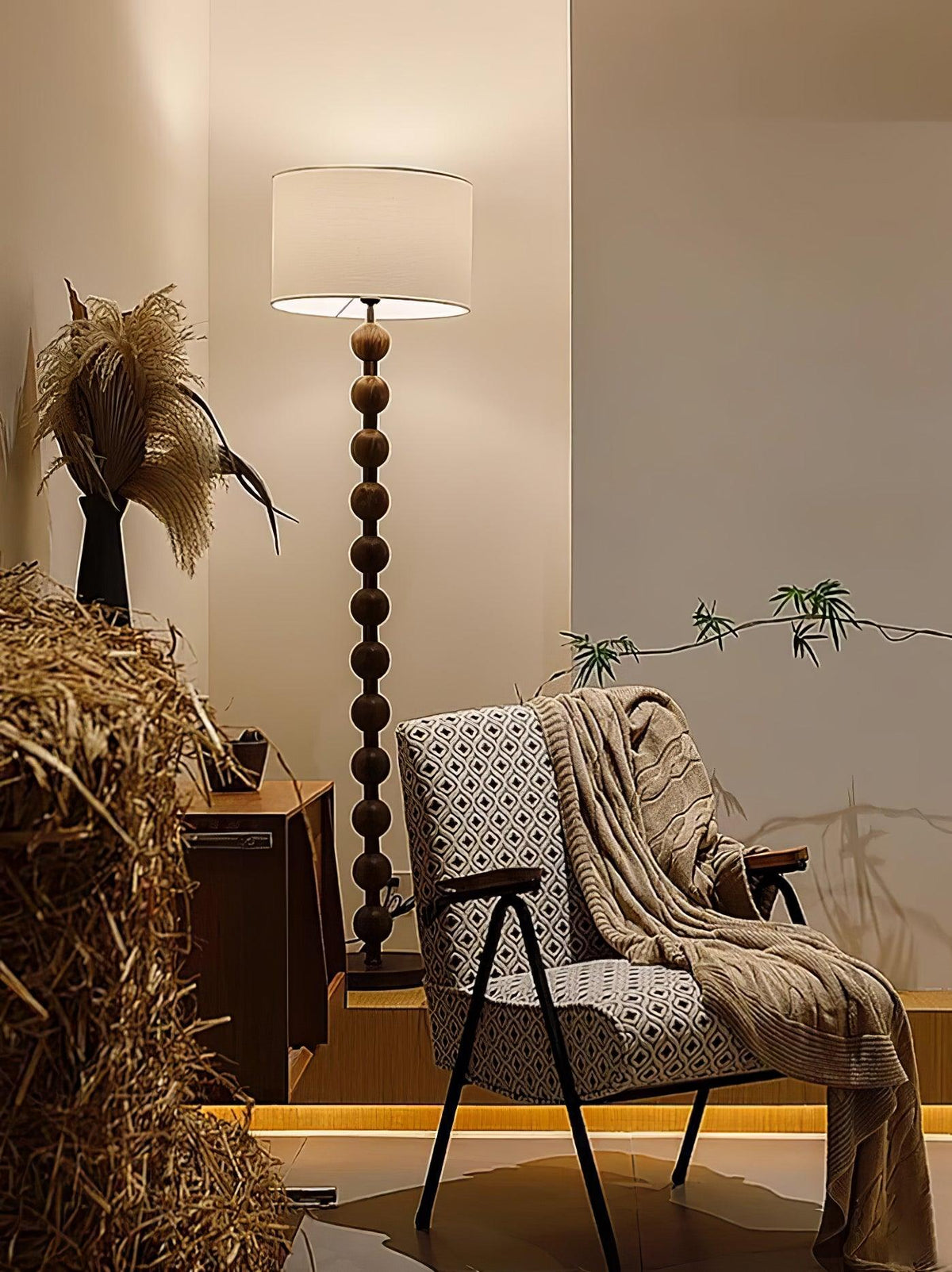 Paston Wood Fabric Floor Lamp