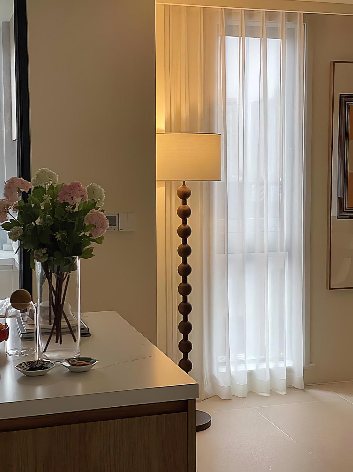 Paston Wood Fabric Floor Lamp