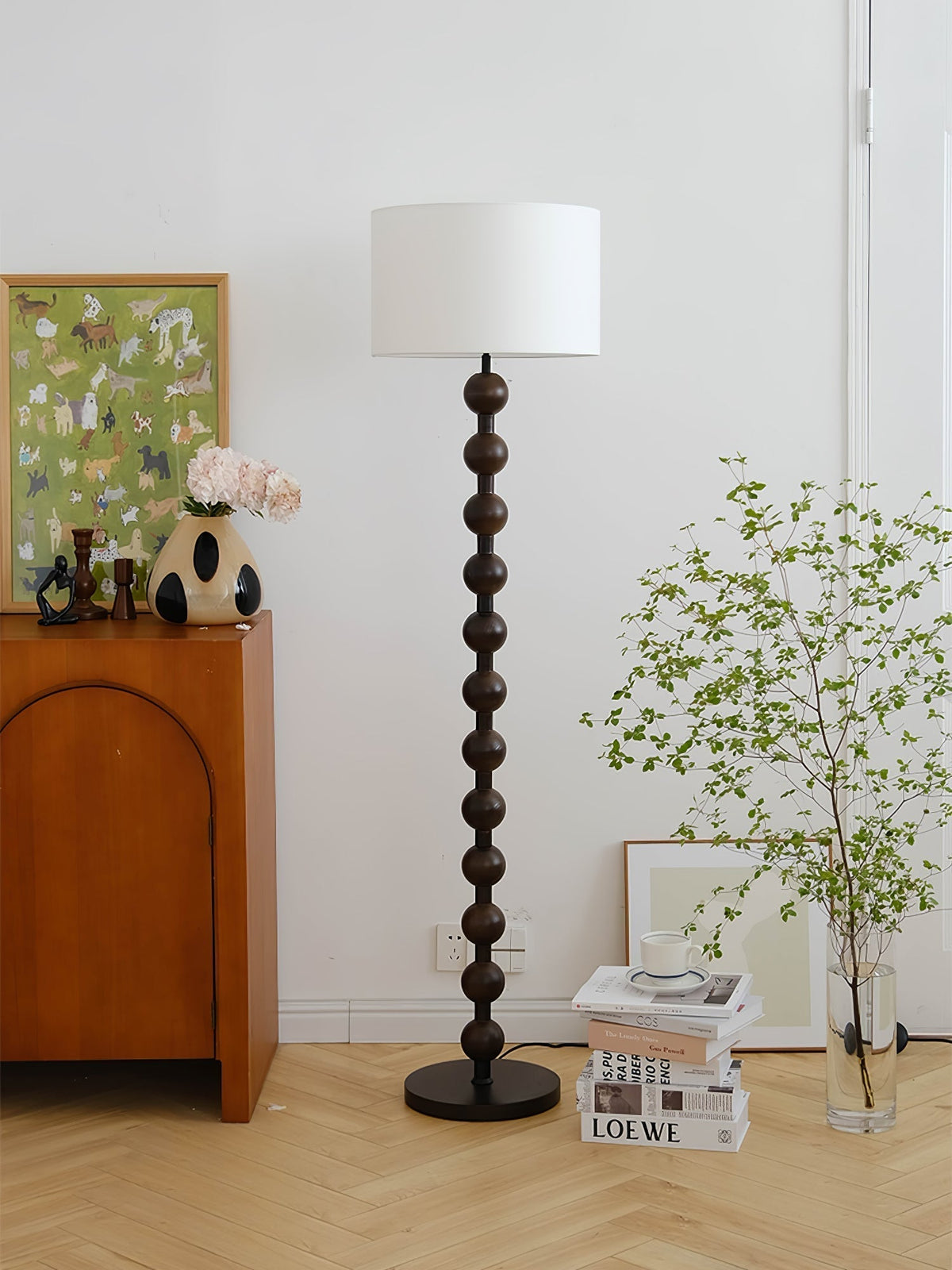 Paston Wood Fabric Floor Lamp