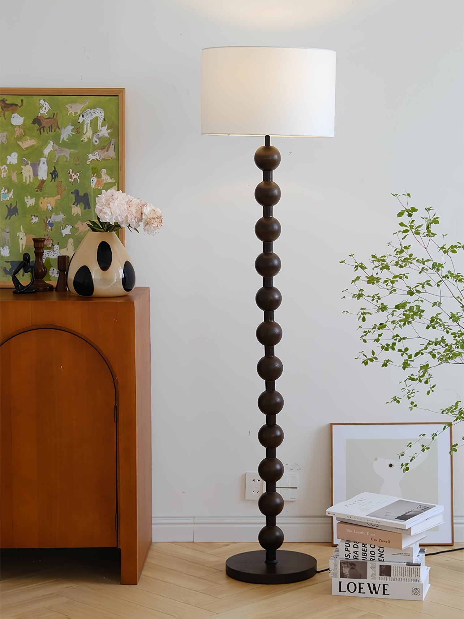 Paston Wood Fabric Floor Lamp