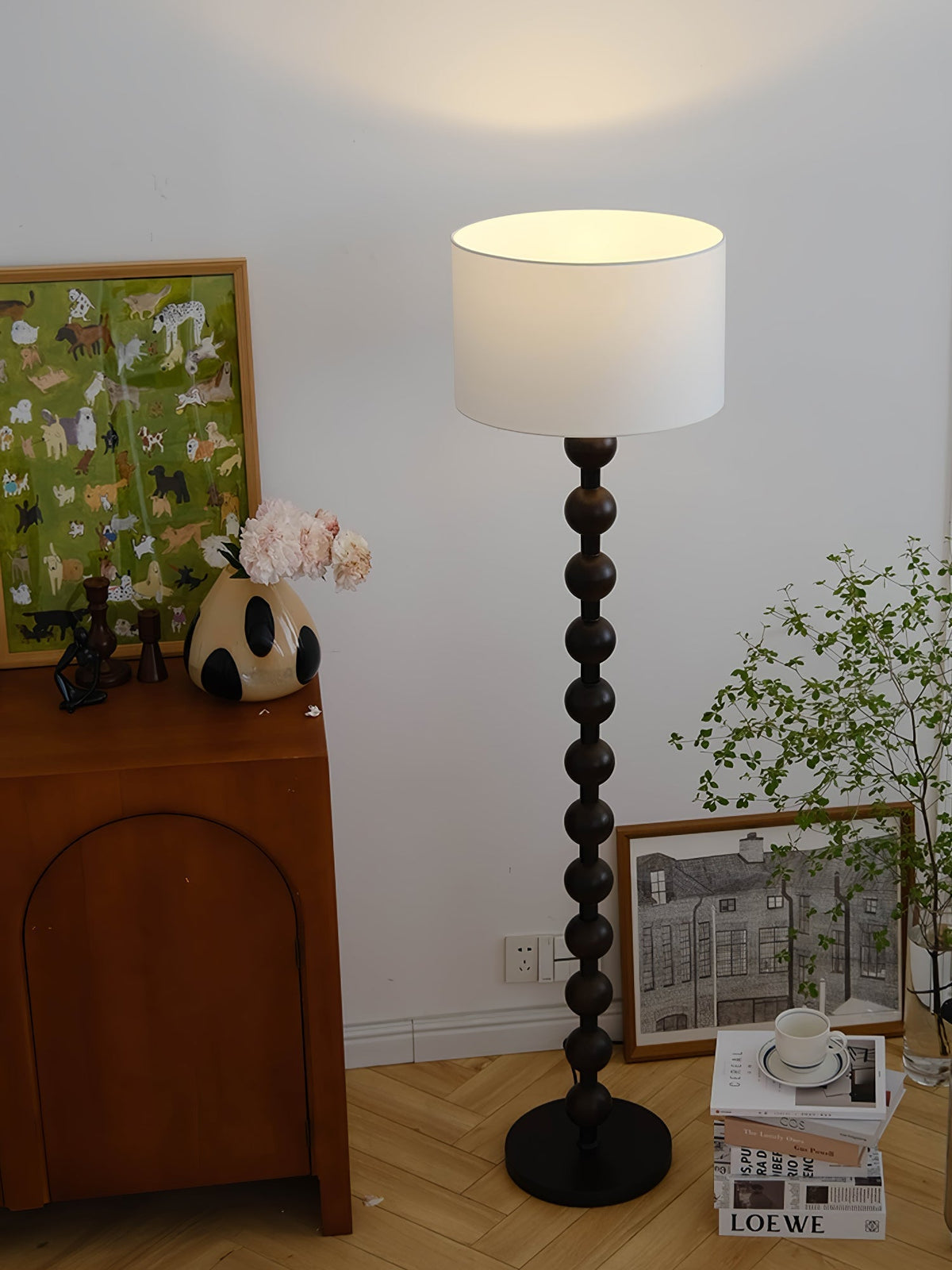 Paston Wood Fabric Floor Lamp