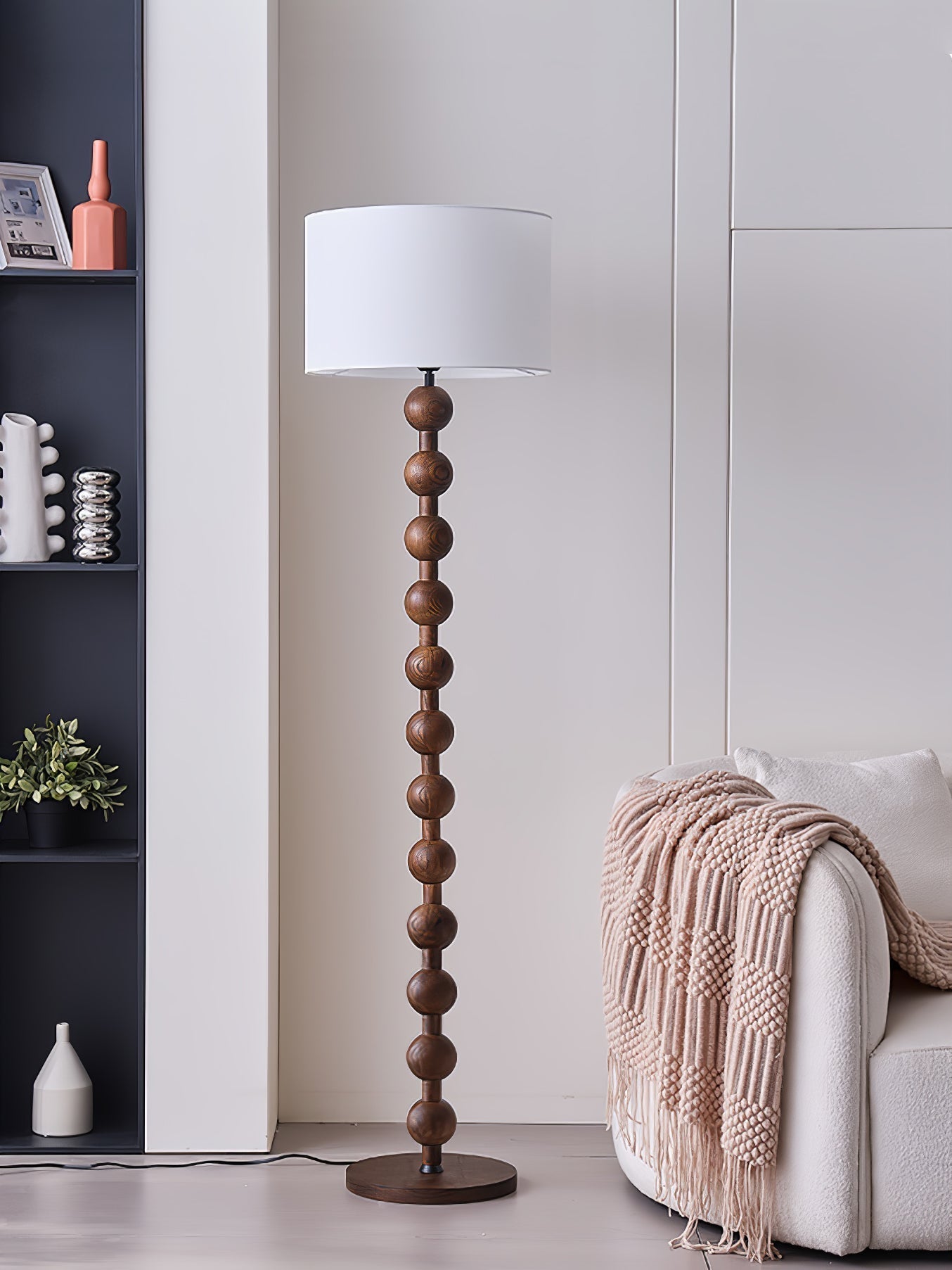 Paston Wood Fabric Floor Lamp