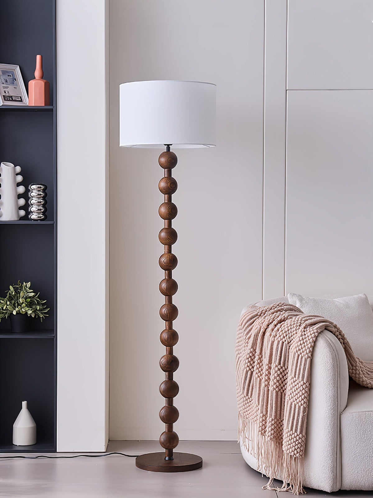 Paston Wood Fabric Floor Lamp