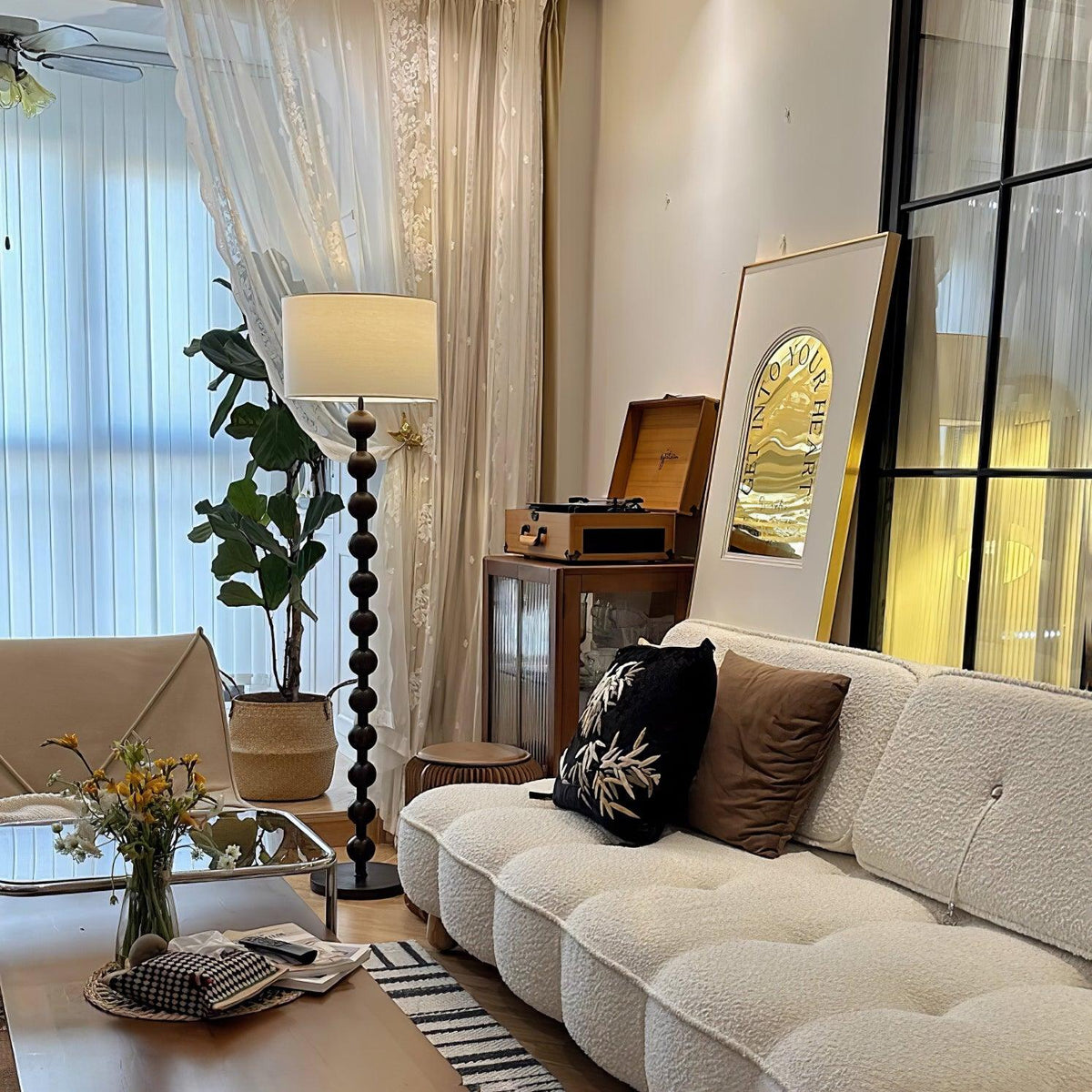Paston Wood Fabric Floor Lamp