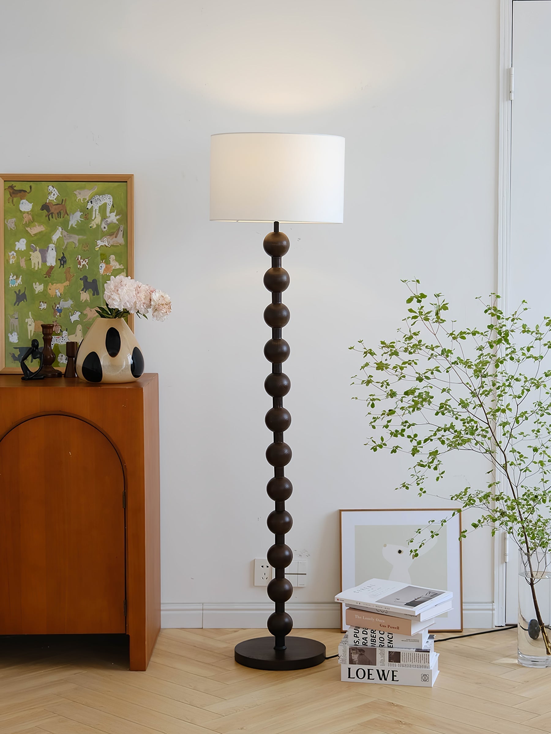 Paston Wood Fabric Floor Lamp
