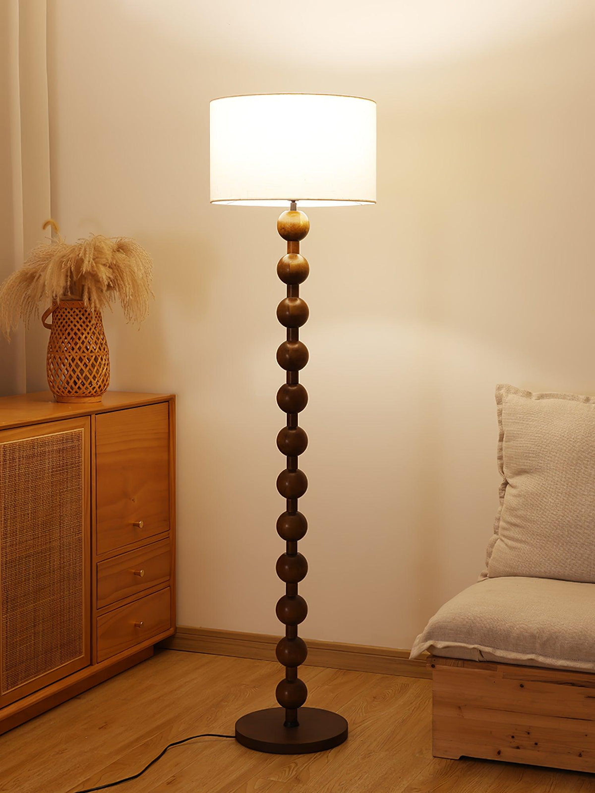 Paston Wood Fabric Floor Lamp