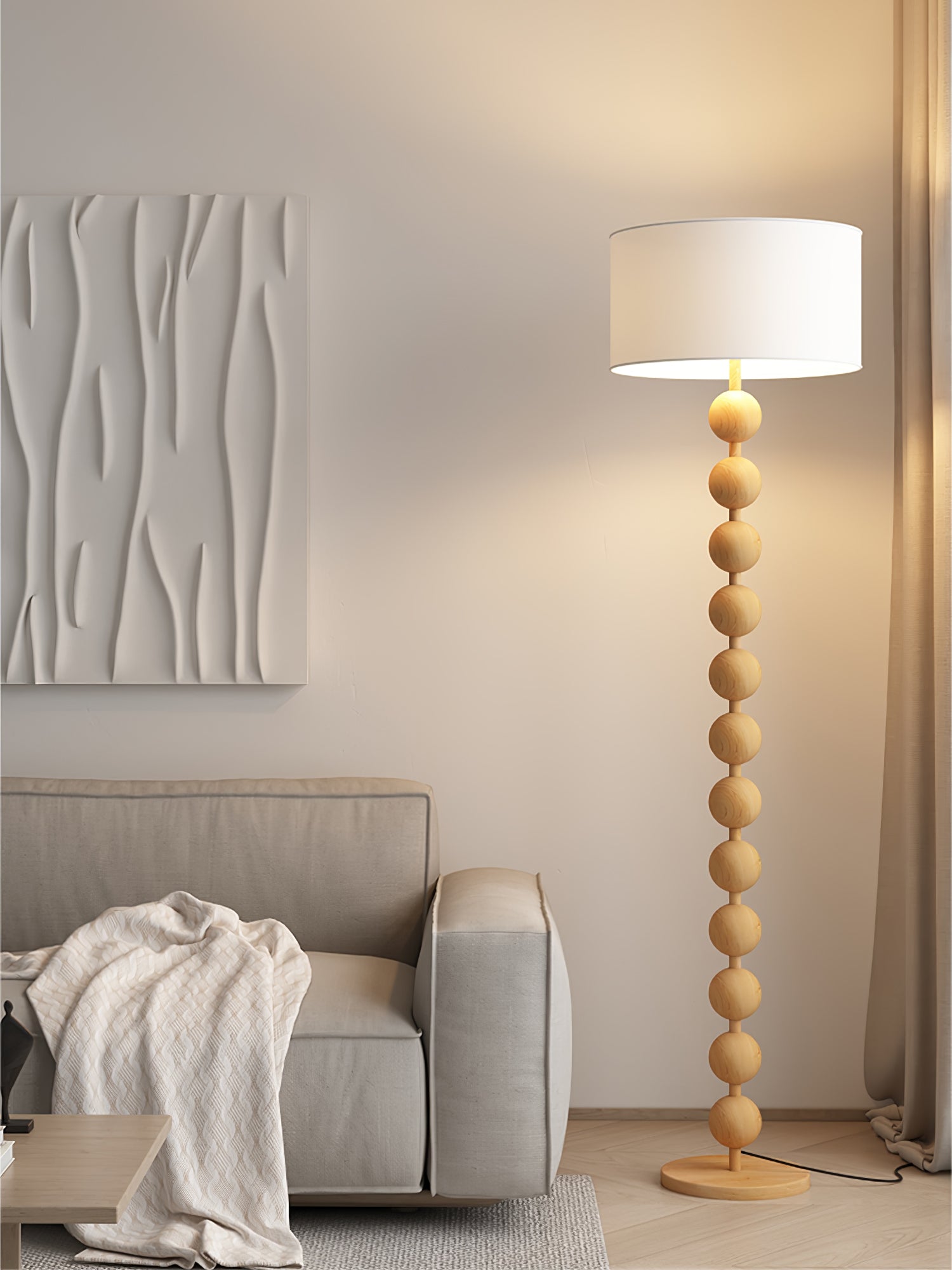 Paston Wood Fabric Floor Lamp