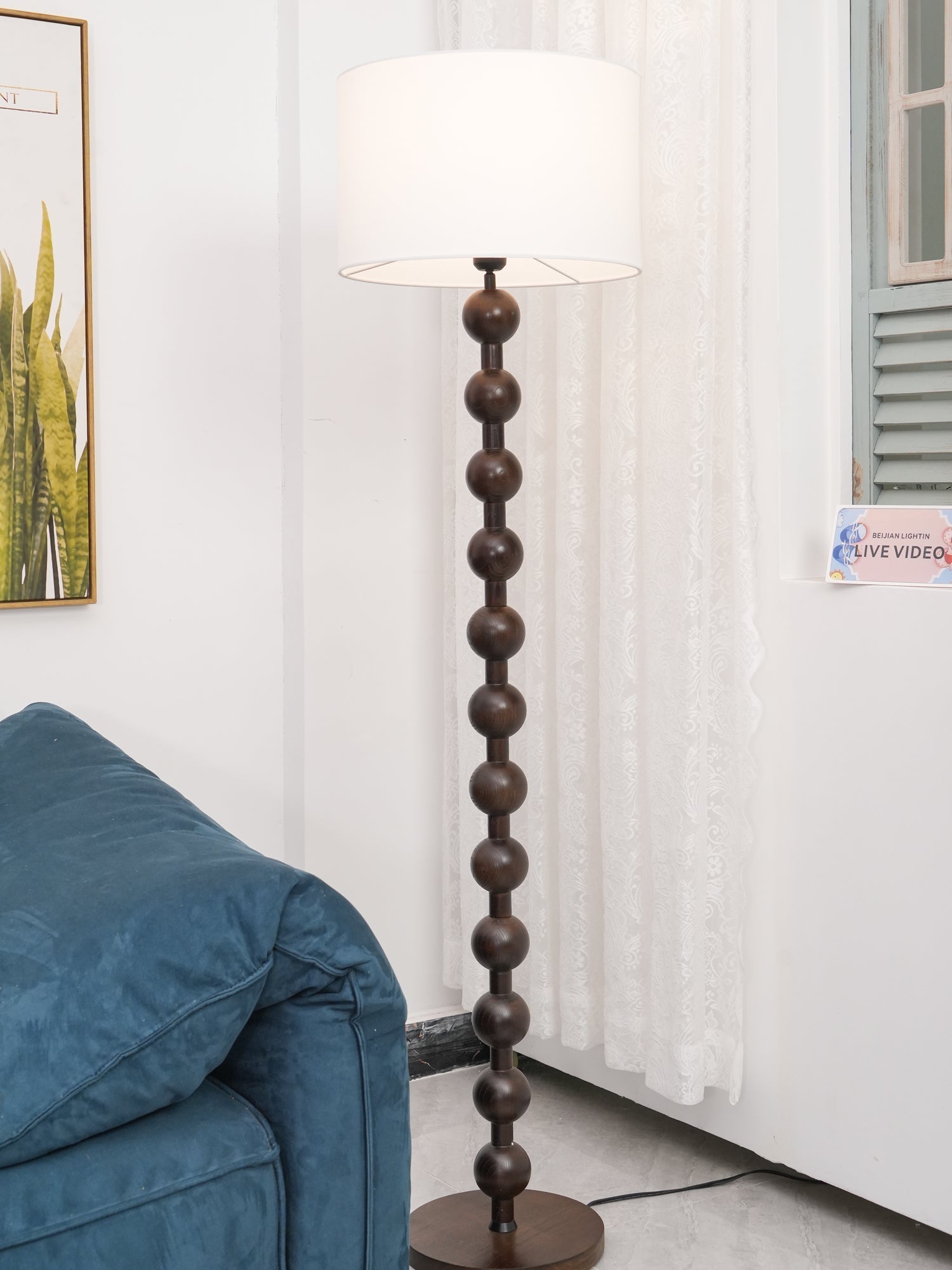 Paston Wood Fabric Floor Lamp