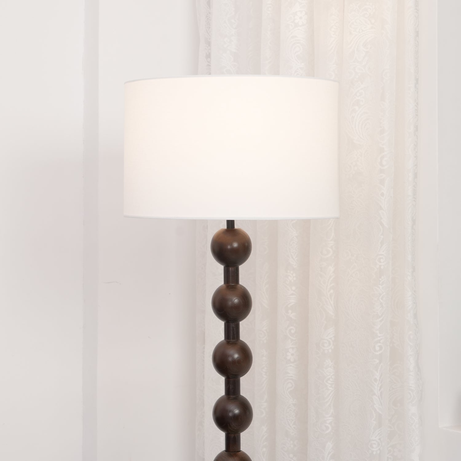 Paston Wood Fabric Floor Lamp