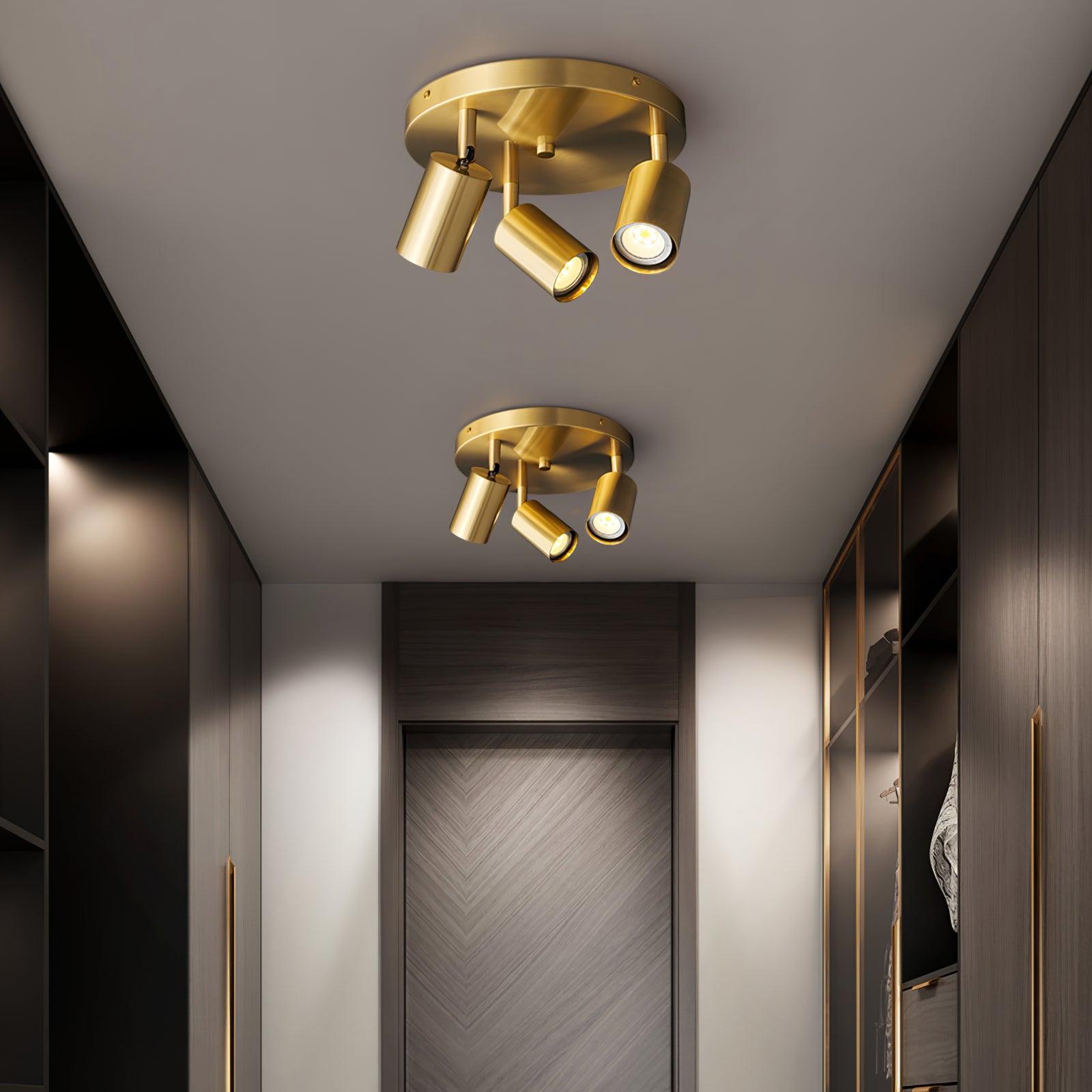 Solara Ceiling Lamp Brass Cylinder Adjustable Contemporary - Neutral Decor