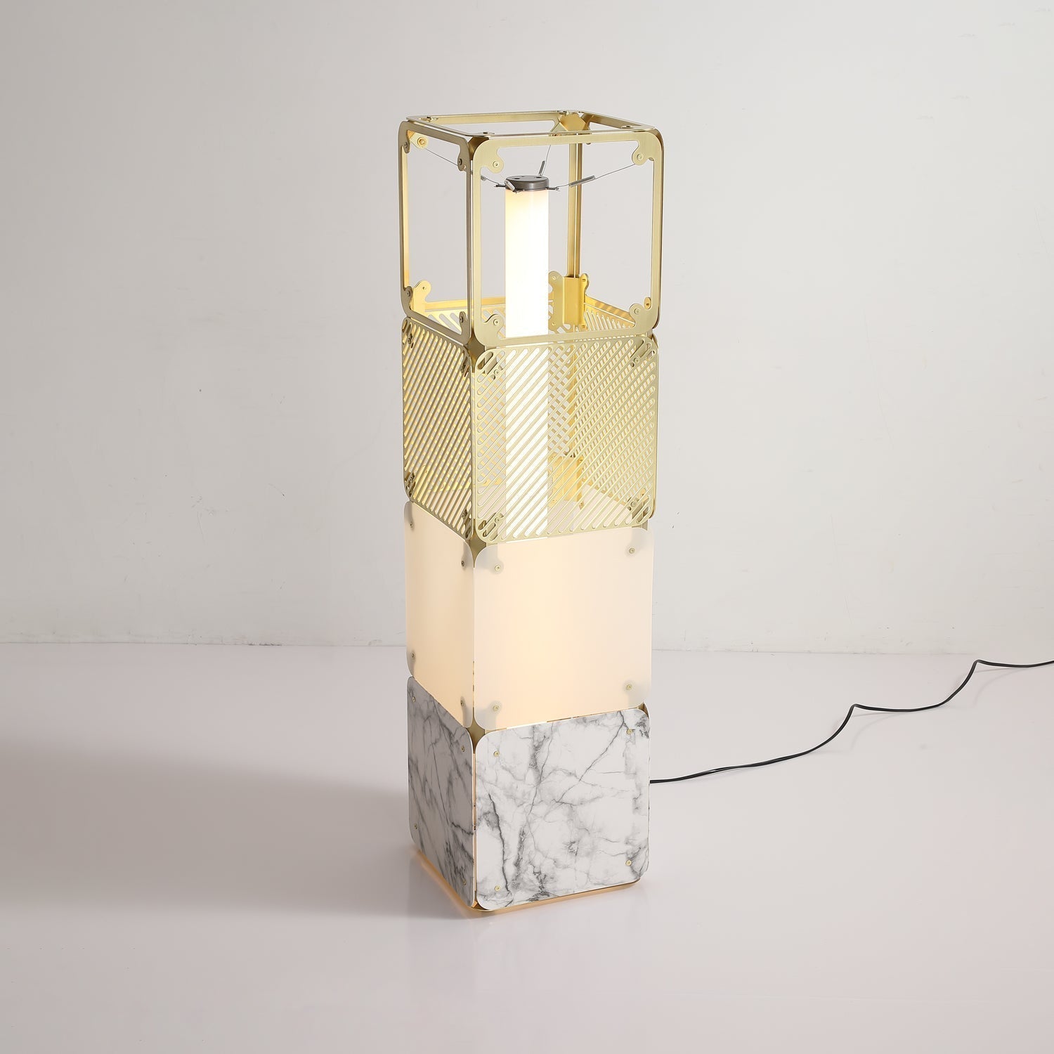 LuxeGrid Industrial Brass Floor Lamp