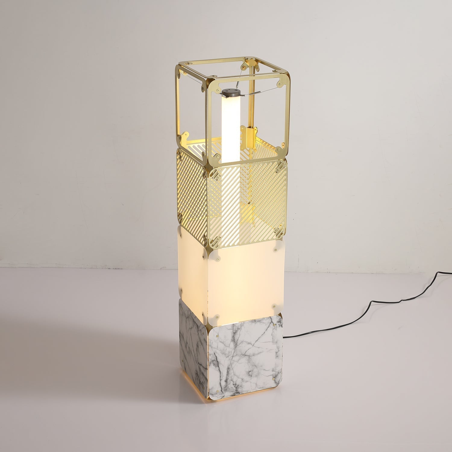 LuxeGrid Industrial Brass Floor Lamp