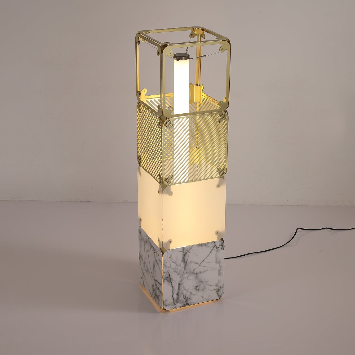 LuxeGrid Industrial Brass Floor Lamp