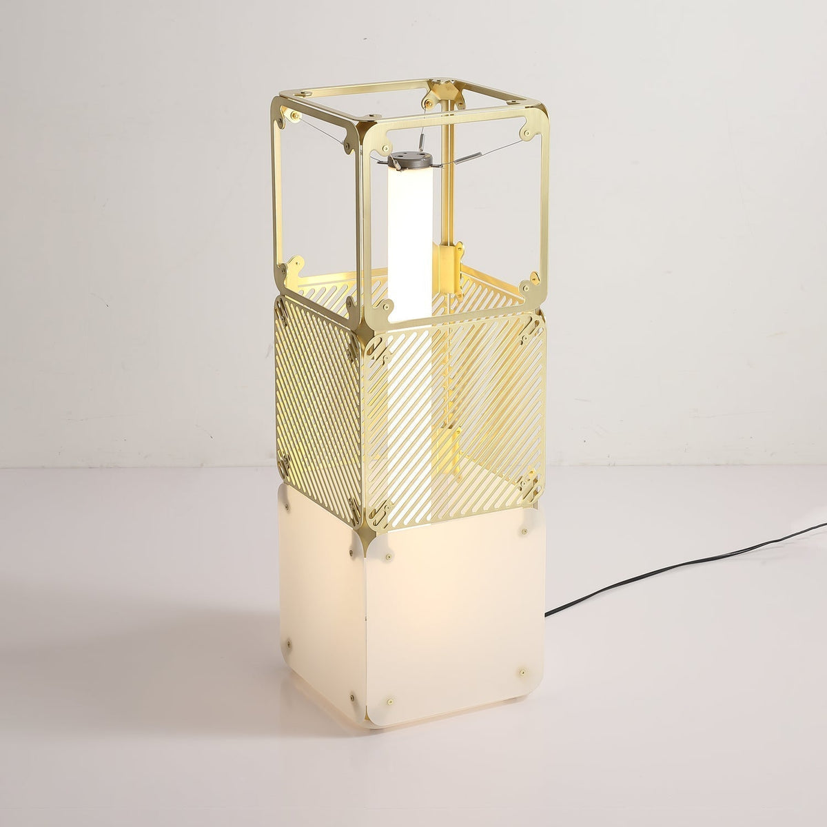 LuxeGrid Industrial Brass Floor Lamp