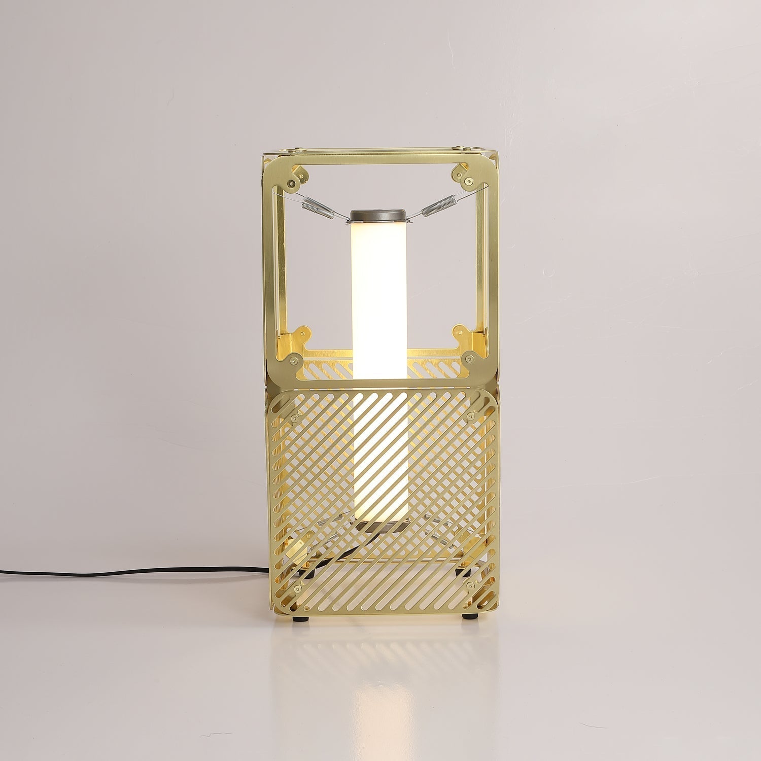 GridGlow Industrial Brass Table Lamp