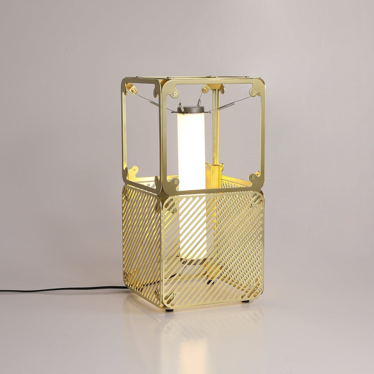 GridGlow Industrial Brass Table Lamp