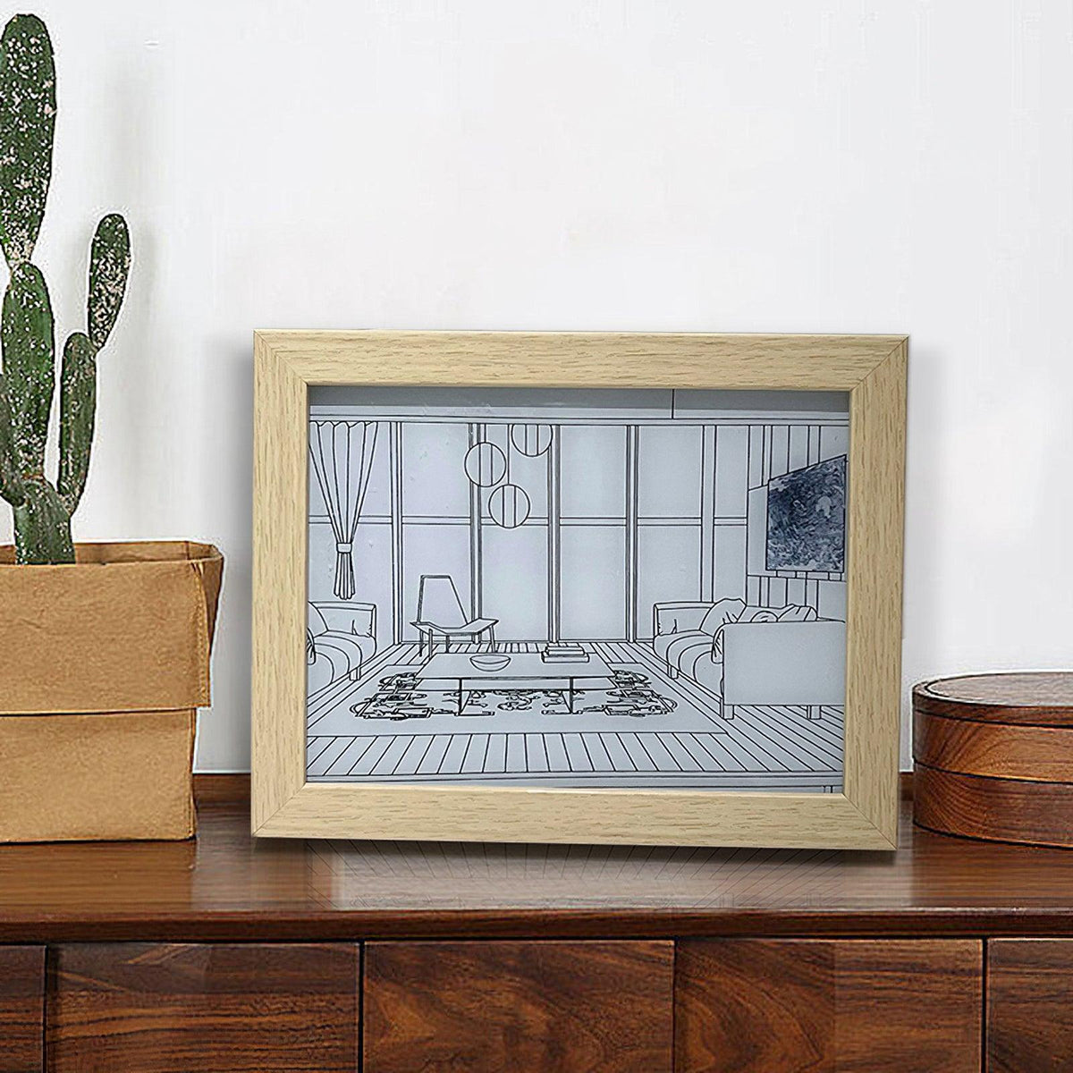 Olrine Illuminated Bedside Art Wood Wall lamp