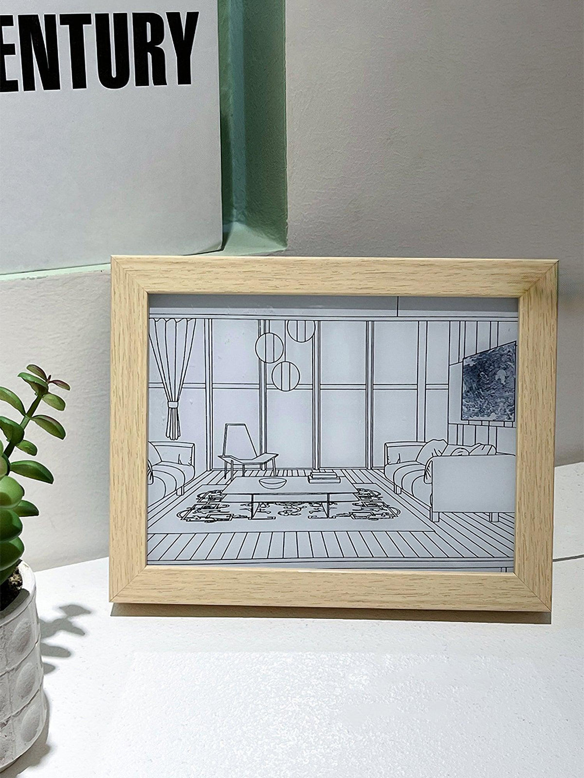 Olrine Illuminated Bedside Art Wood Wall lamp