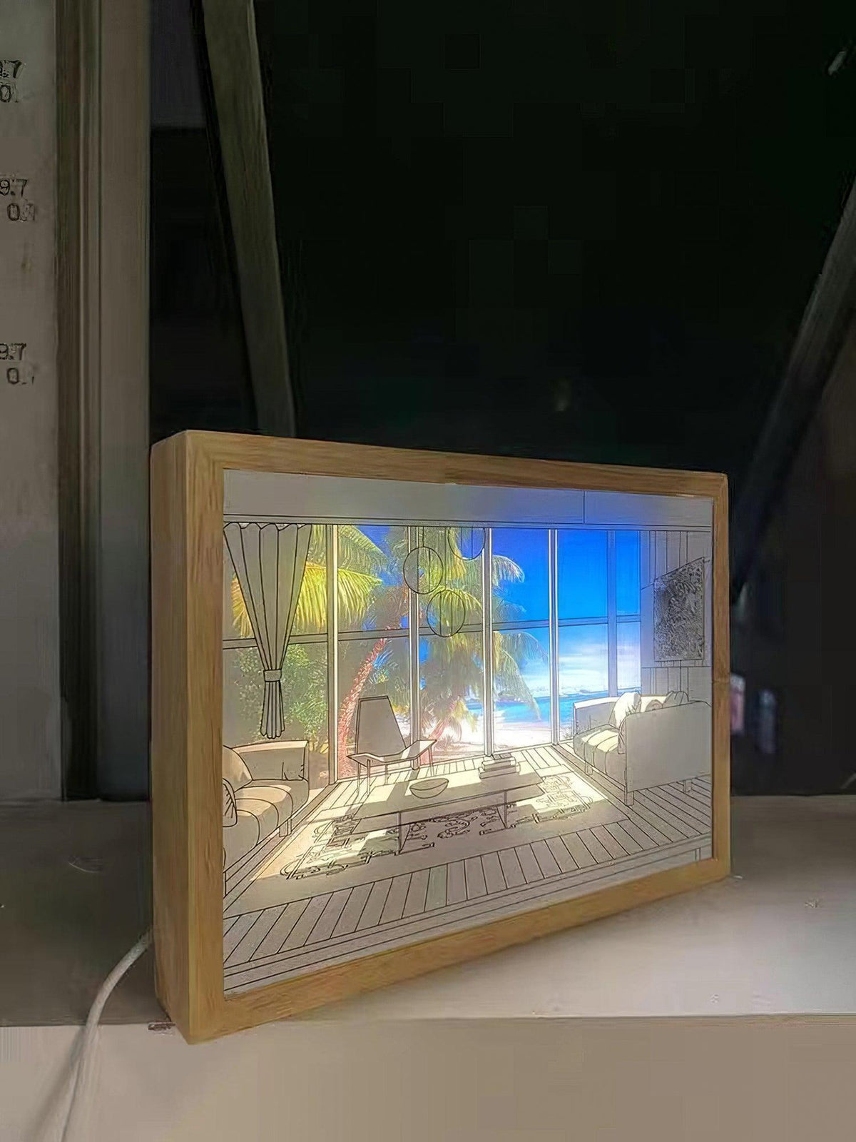 Olrine Illuminated Bedside Art Wood Wall lamp