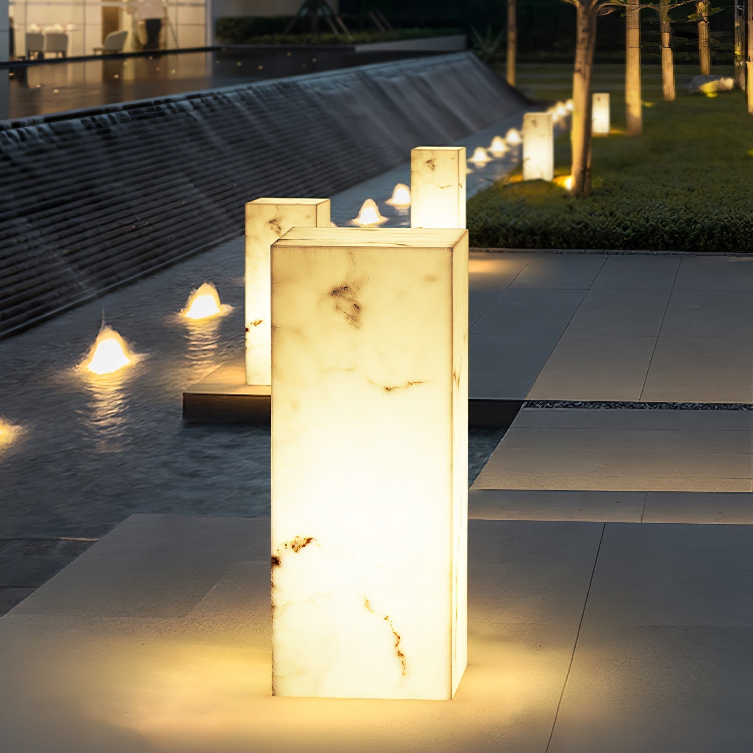 Ardorion Modern Minimalist Cube Marble Outdoor Light