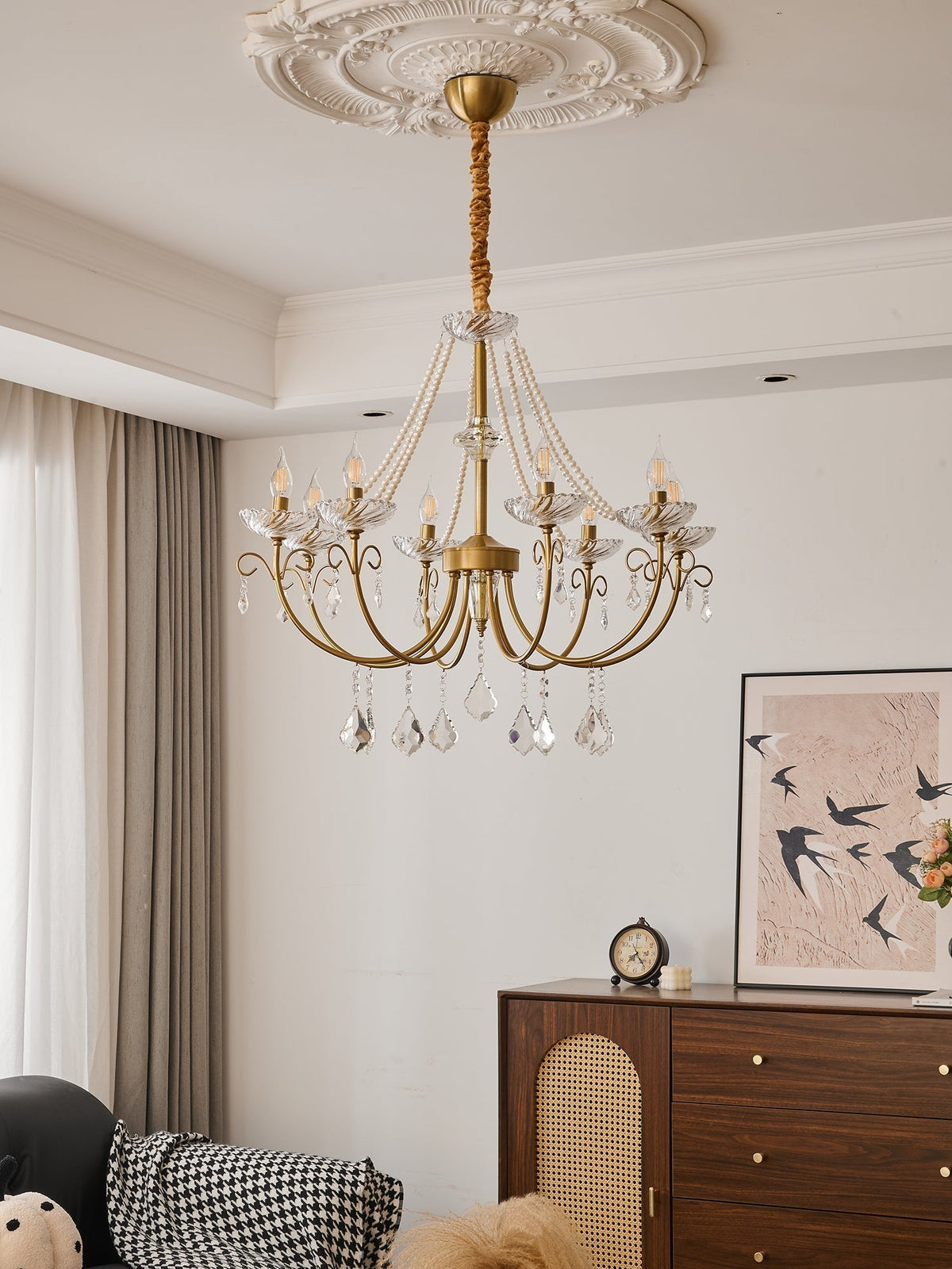 Elyisian Chandelier Pearl Crystal Elegant Classic