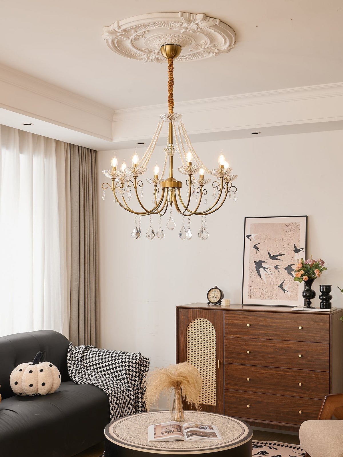 Elyisian Chandelier Pearl Crystal Elegant Classic