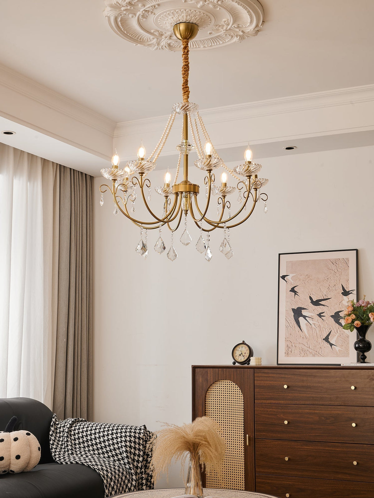 Elyisian Chandelier Pearl Crystal Elegant Classic