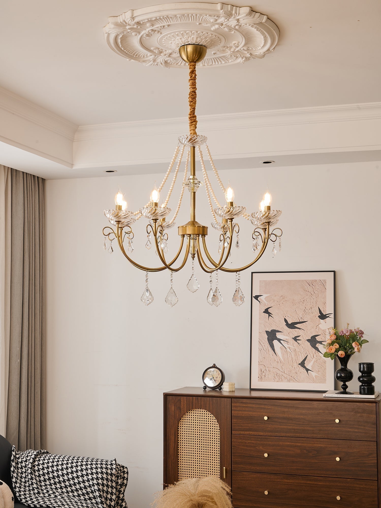 Elyisian Chandelier Pearl Crystal Elegant Classic