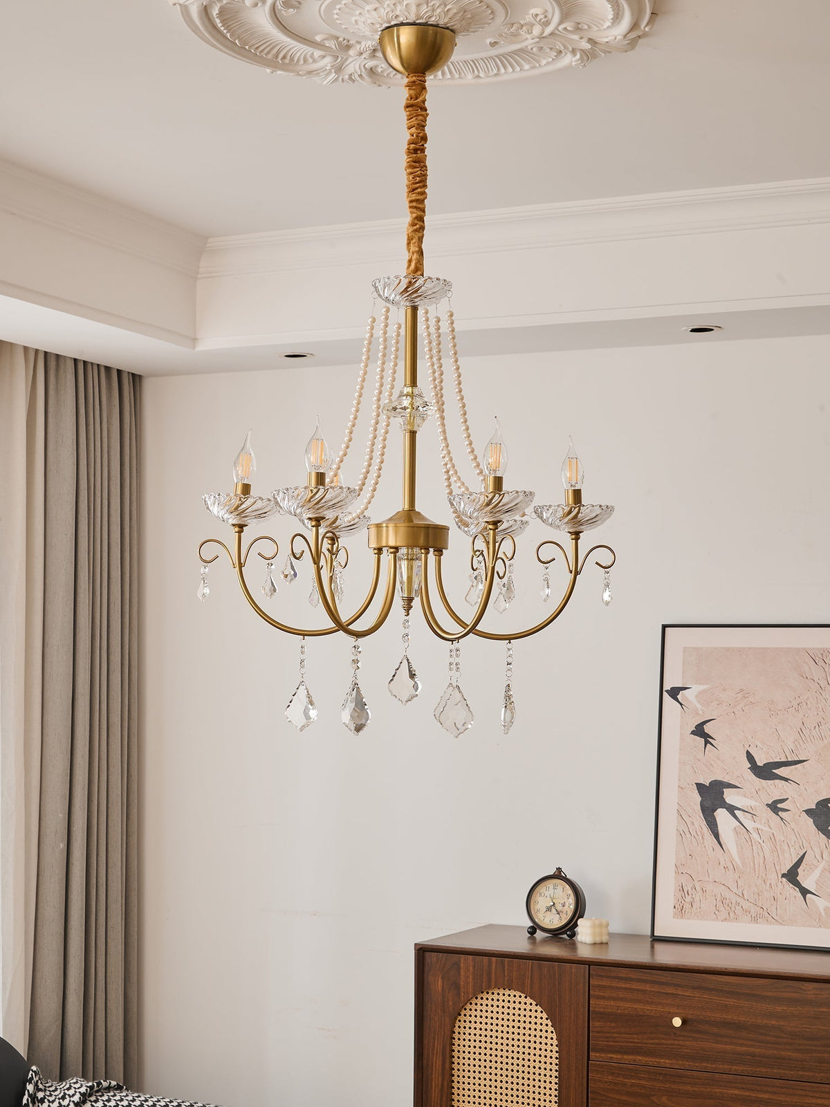 Elyisian Chandelier Pearl Crystal Elegant Classic