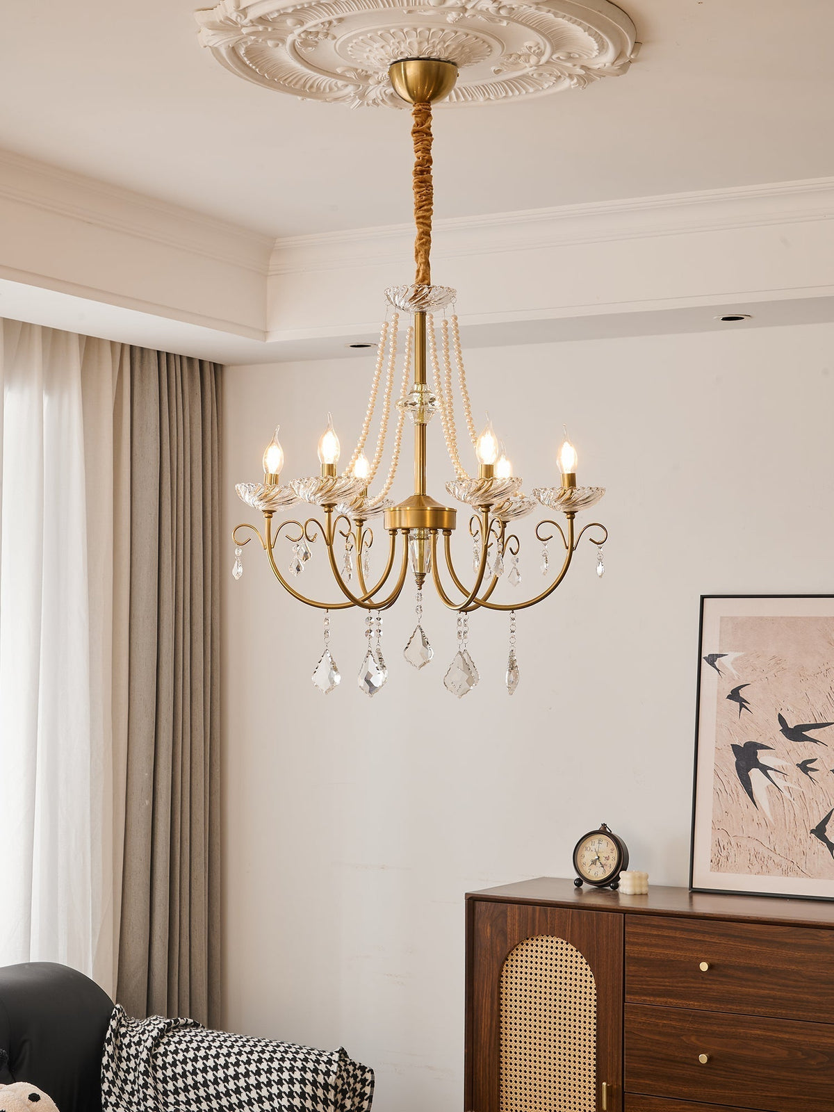 Elyisian Chandelier Pearl Crystal Elegant Classic