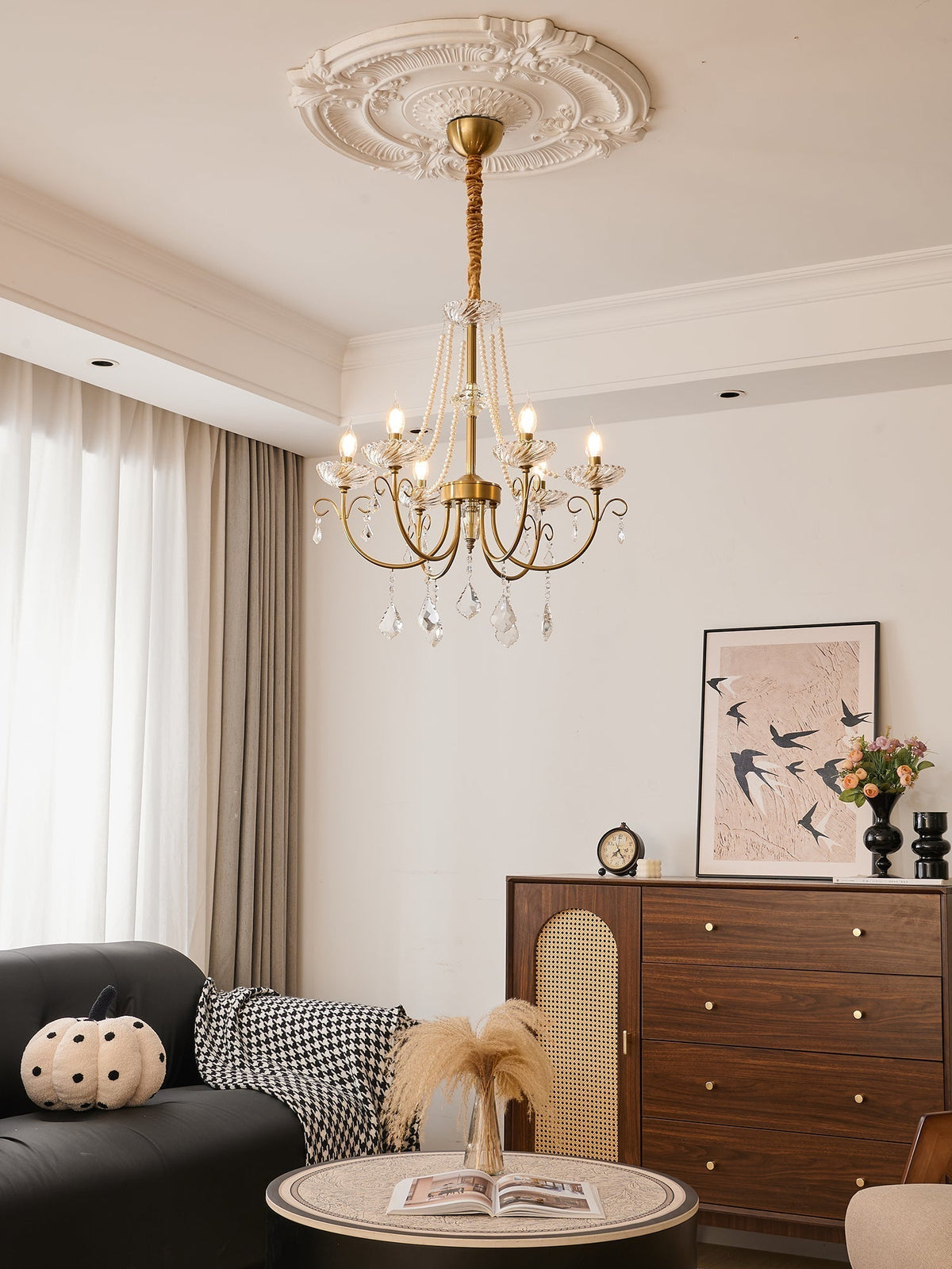 Elyisian Chandelier Pearl Crystal Elegant Classic